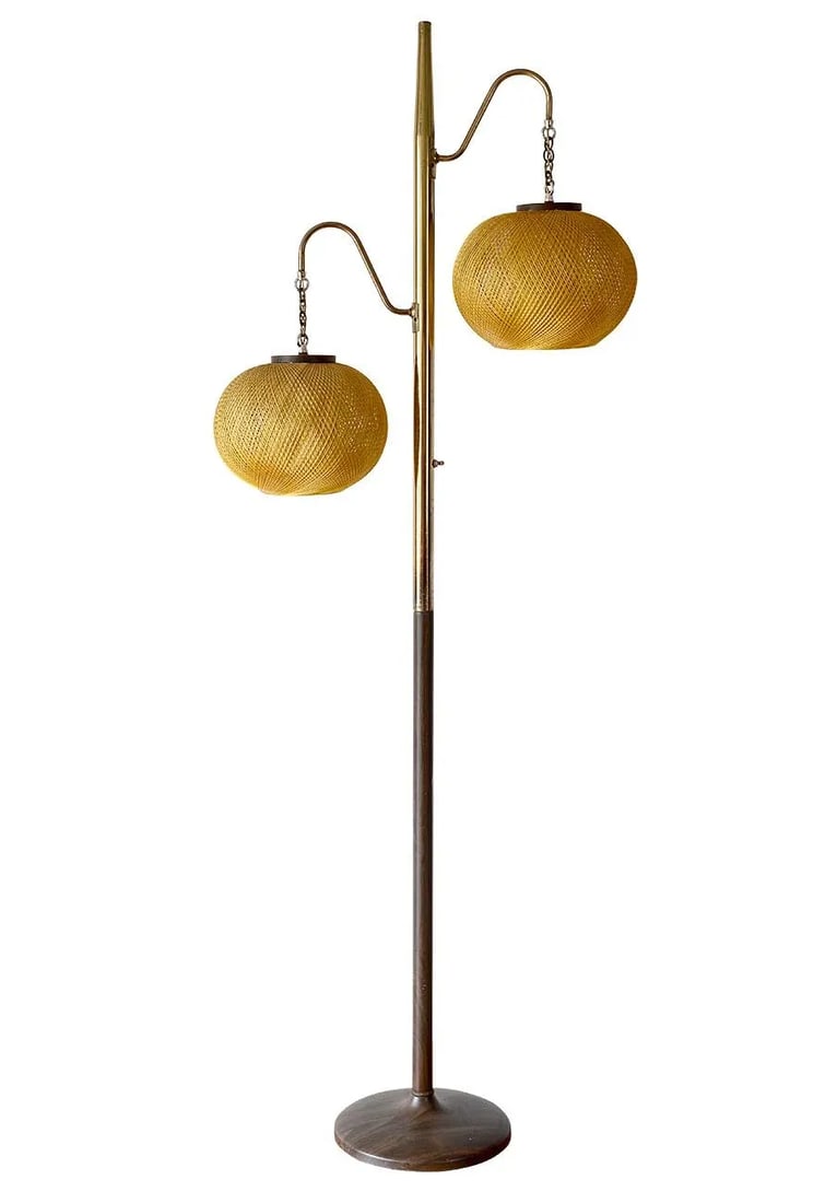 1950s Mid-Century Modern Spun Gold Fiberglass Floor Lamp - 13