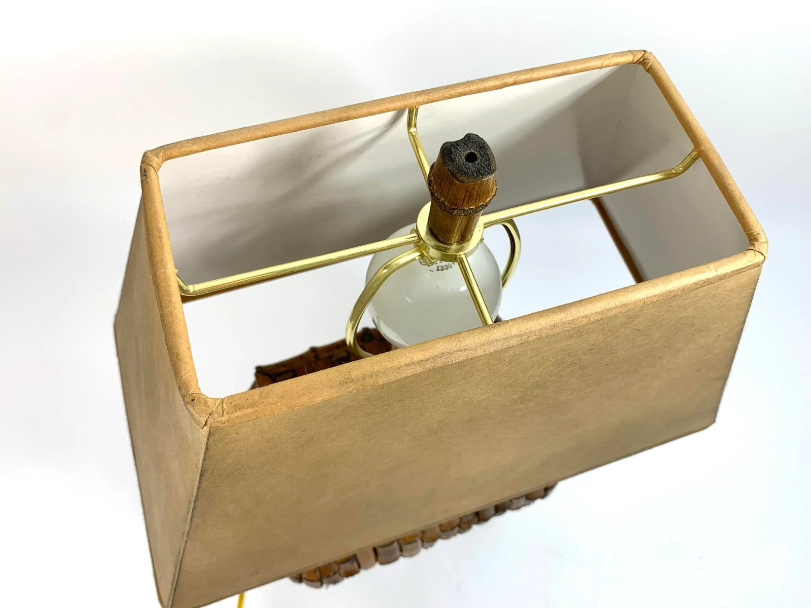 1980s Chinoiserie Asian Safari Style Rectangle Bamboo Table Lamps - a Pair - 9
