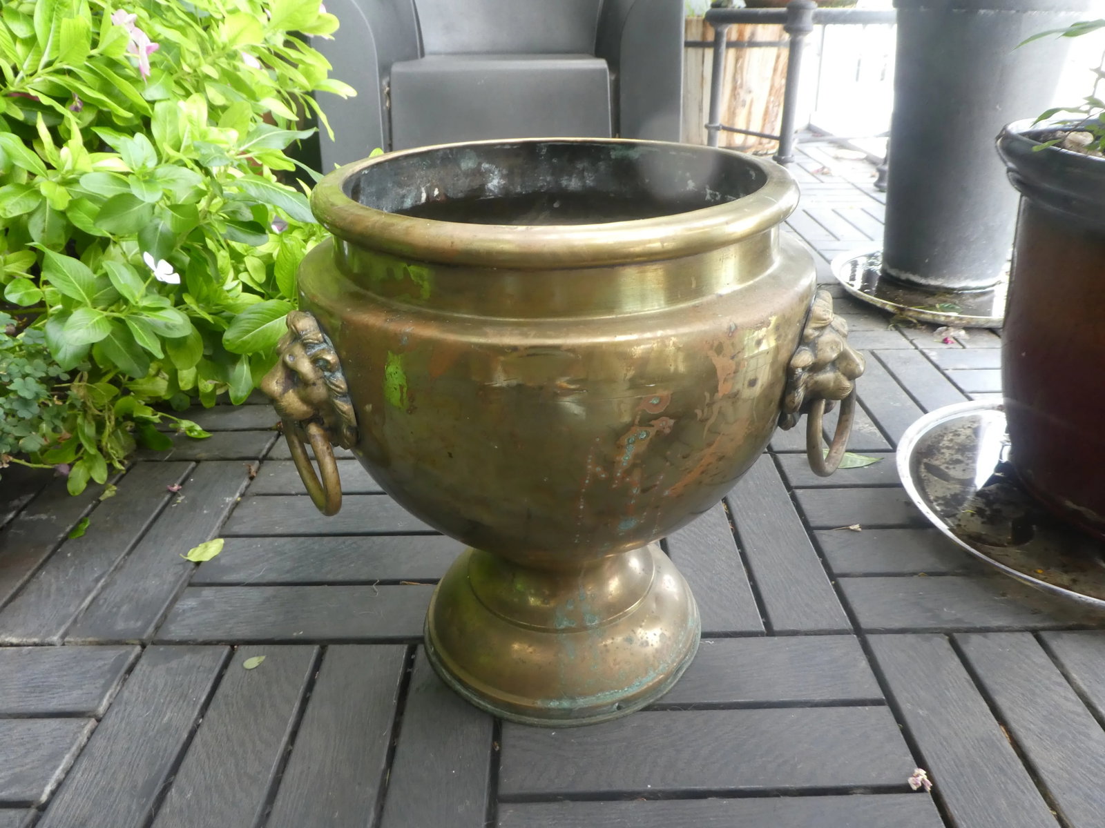 19th Century French Brass Planter With Lion's Heads - 5