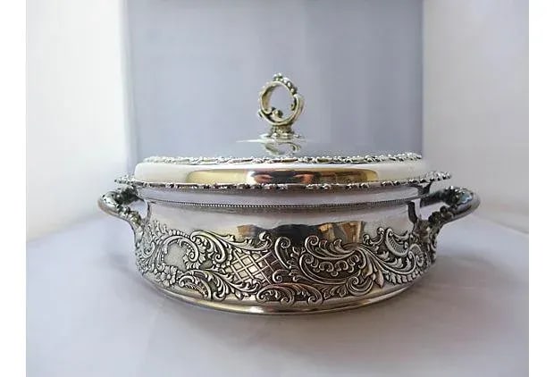 Antique Silverplate Covered Bowl - 2
