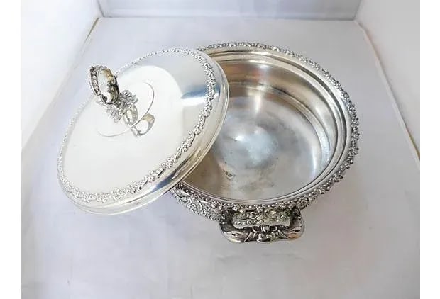 Antique Silverplate Covered Bowl - 5