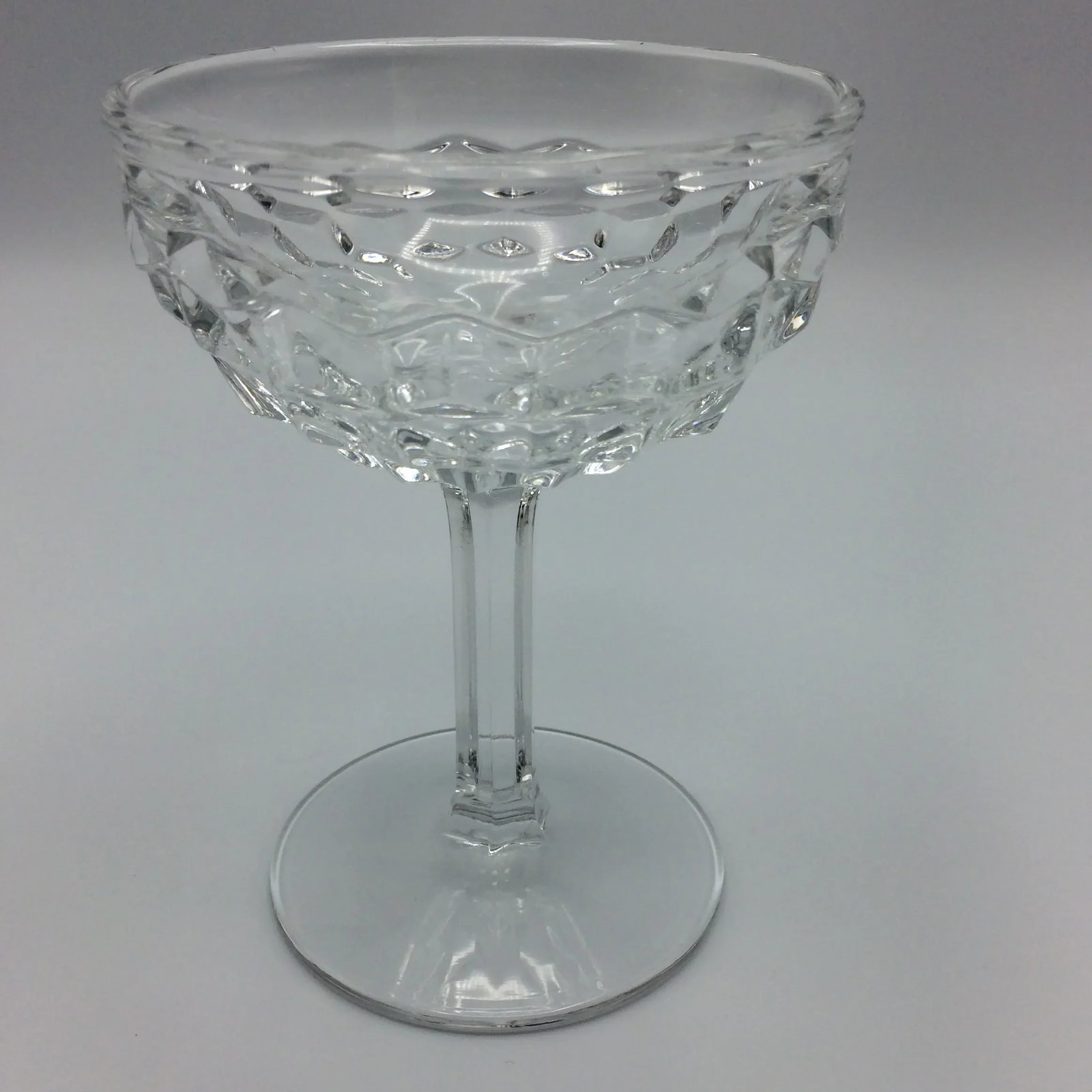 Fostoria American Clear Champagne or Tall Sherbet Pressed Glasses - Set of 7 - 12
