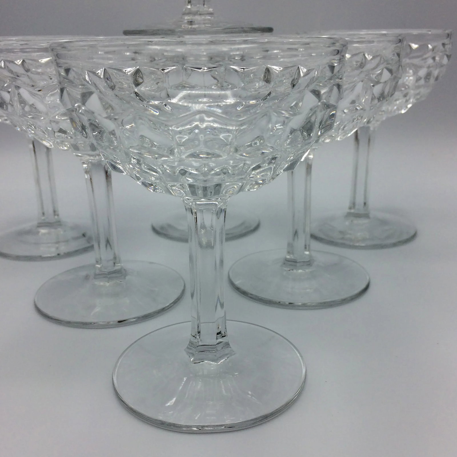 Fostoria American Clear Champagne or Tall Sherbet Pressed Glasses - Set of 7 - 3