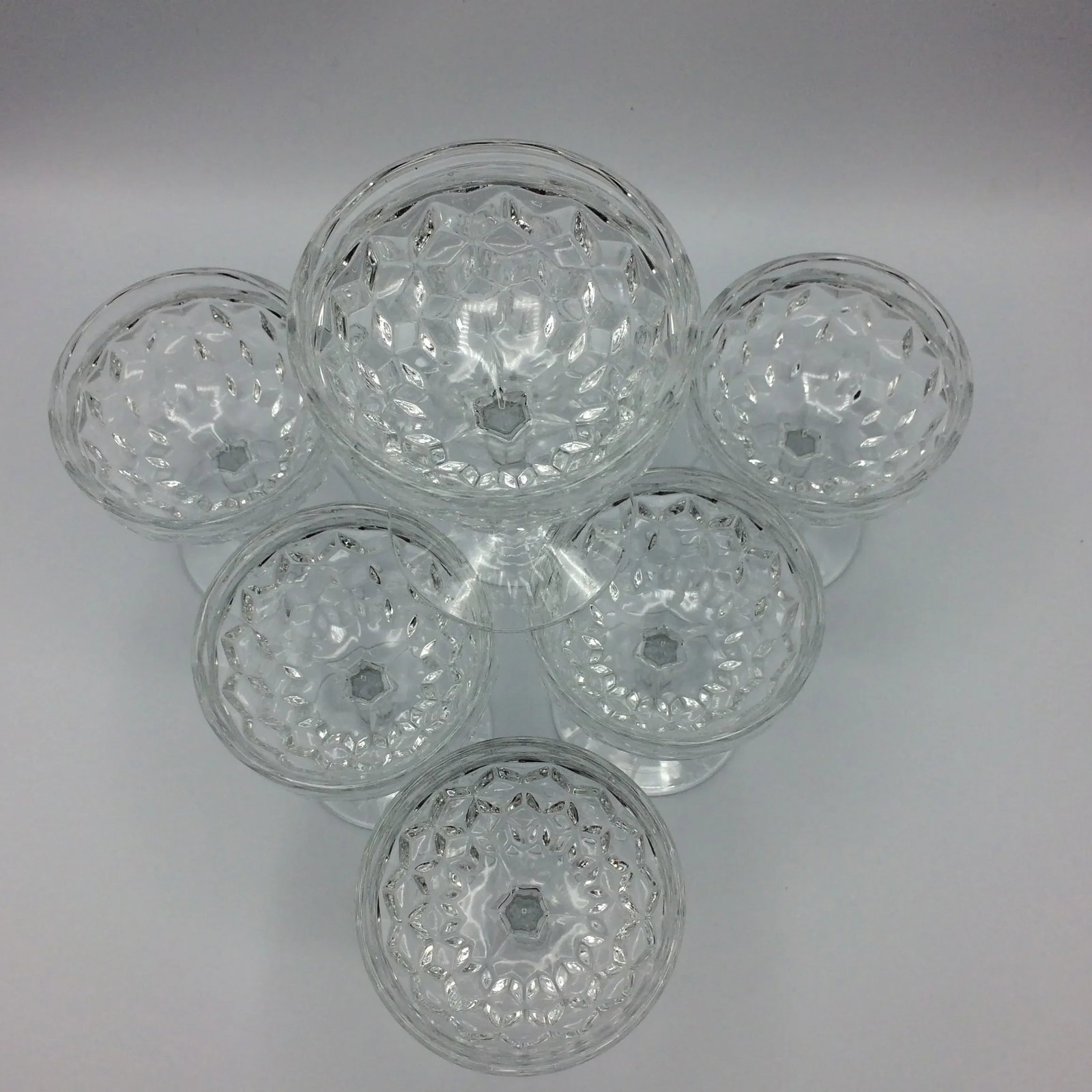 Fostoria American Clear Champagne or Tall Sherbet Pressed Glasses - Set of 7 - 6