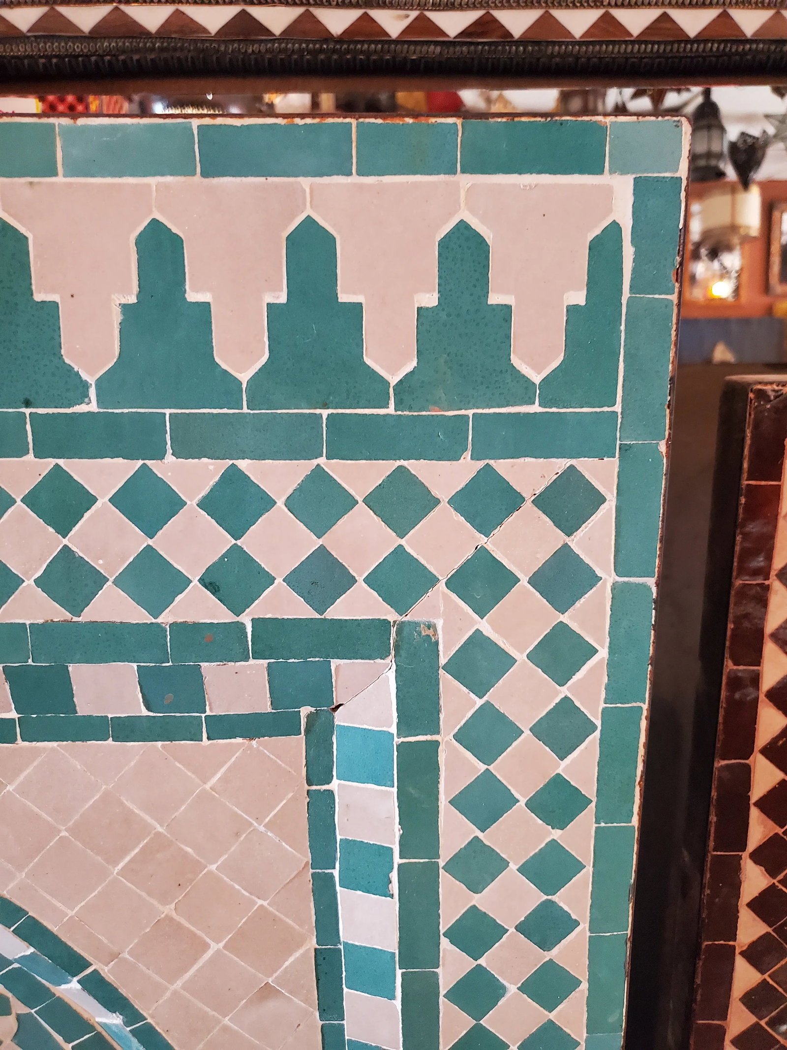 Aqua / White Moroccan Mosaic Fountain - 2