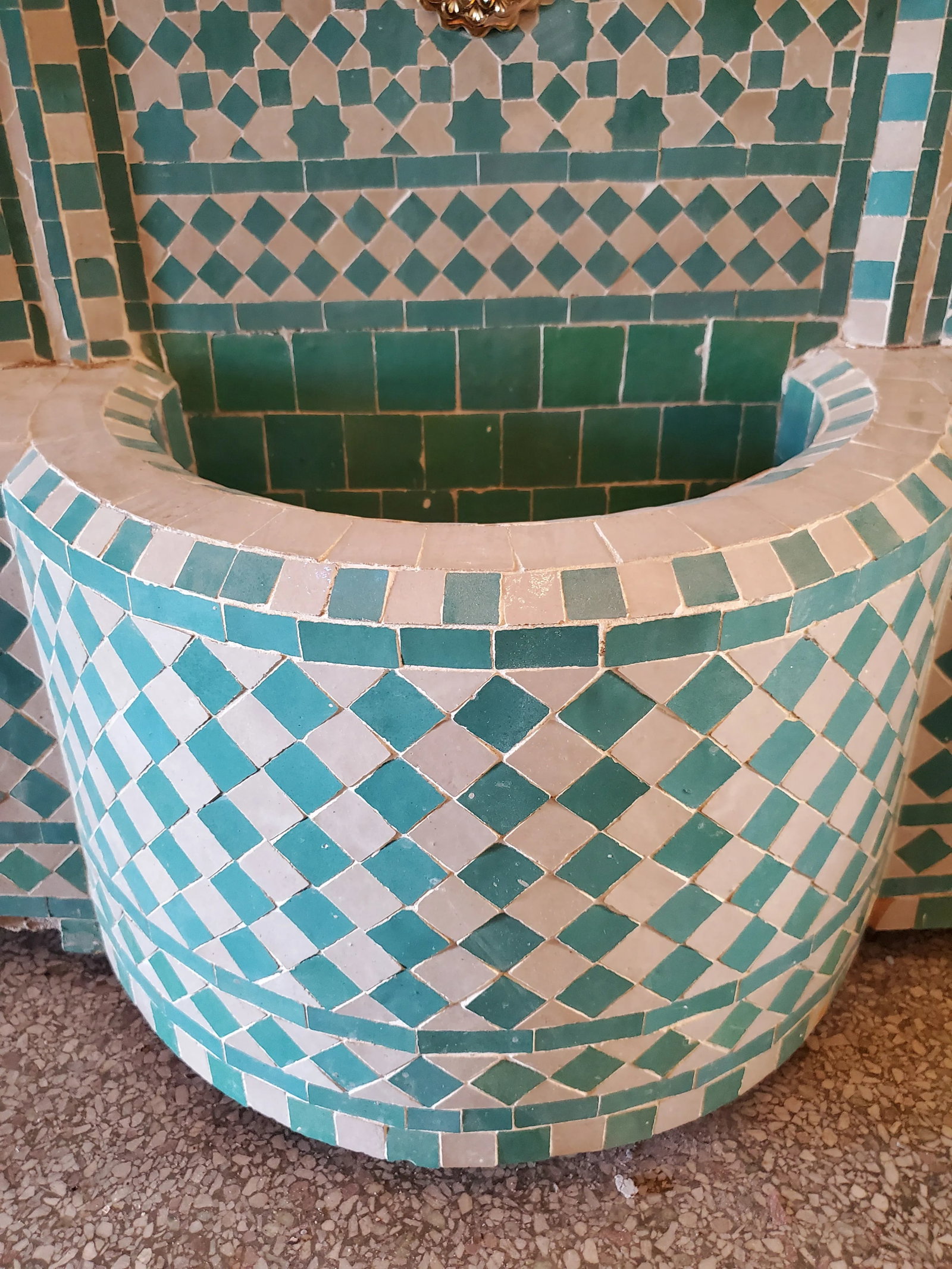 Aqua / White Moroccan Mosaic Fountain - 3