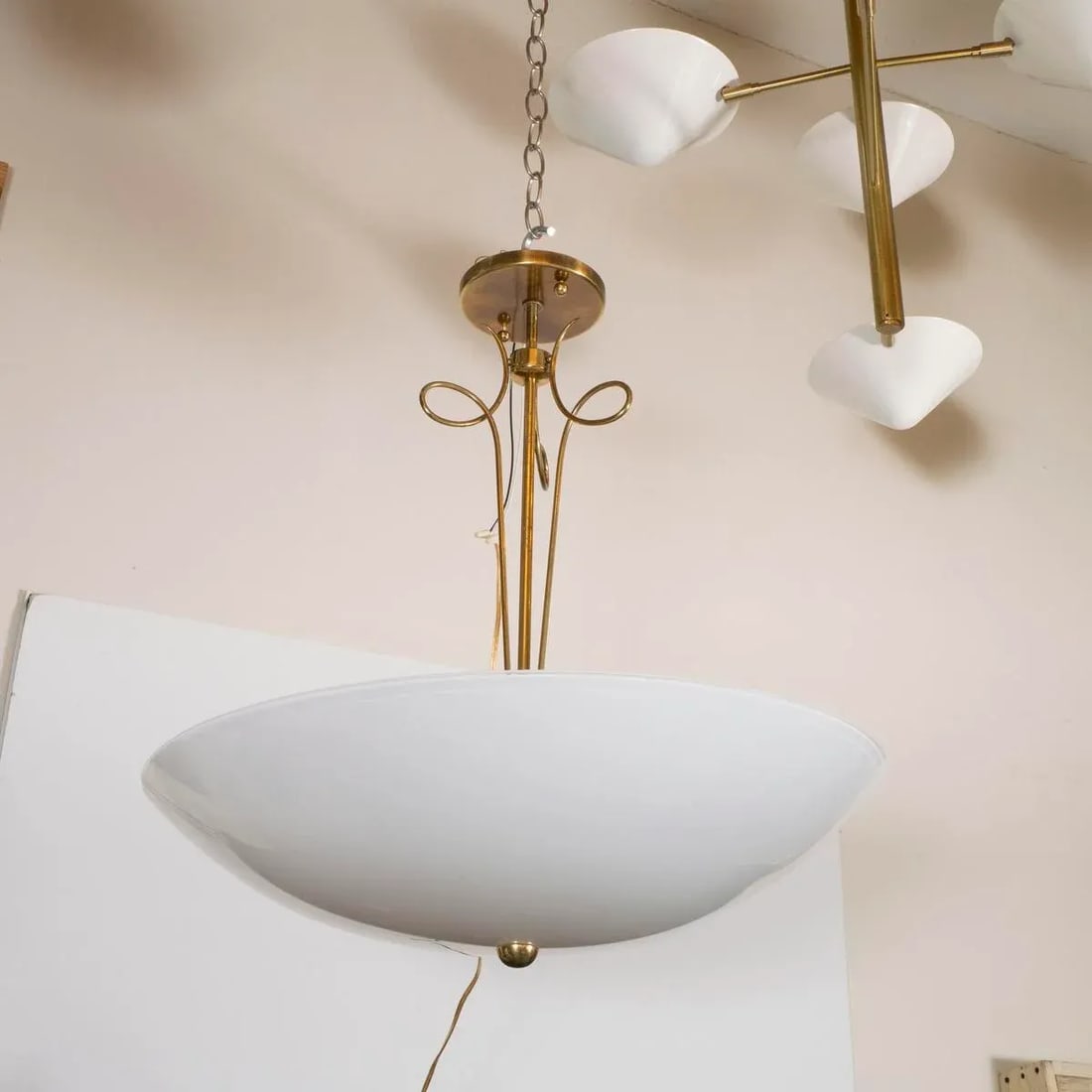 Lattimo Glass and Brass Pendant - 3