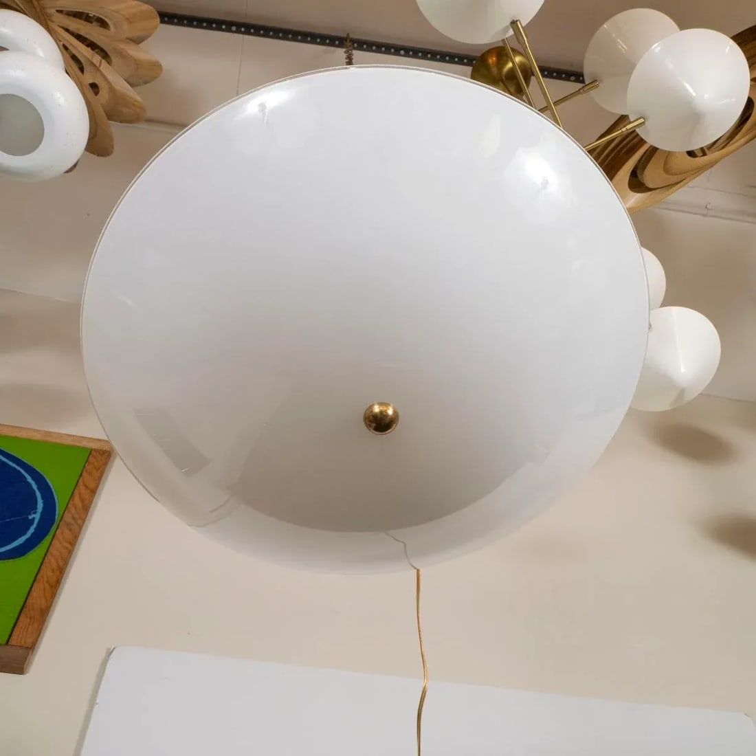 Lattimo Glass and Brass Pendant - 4