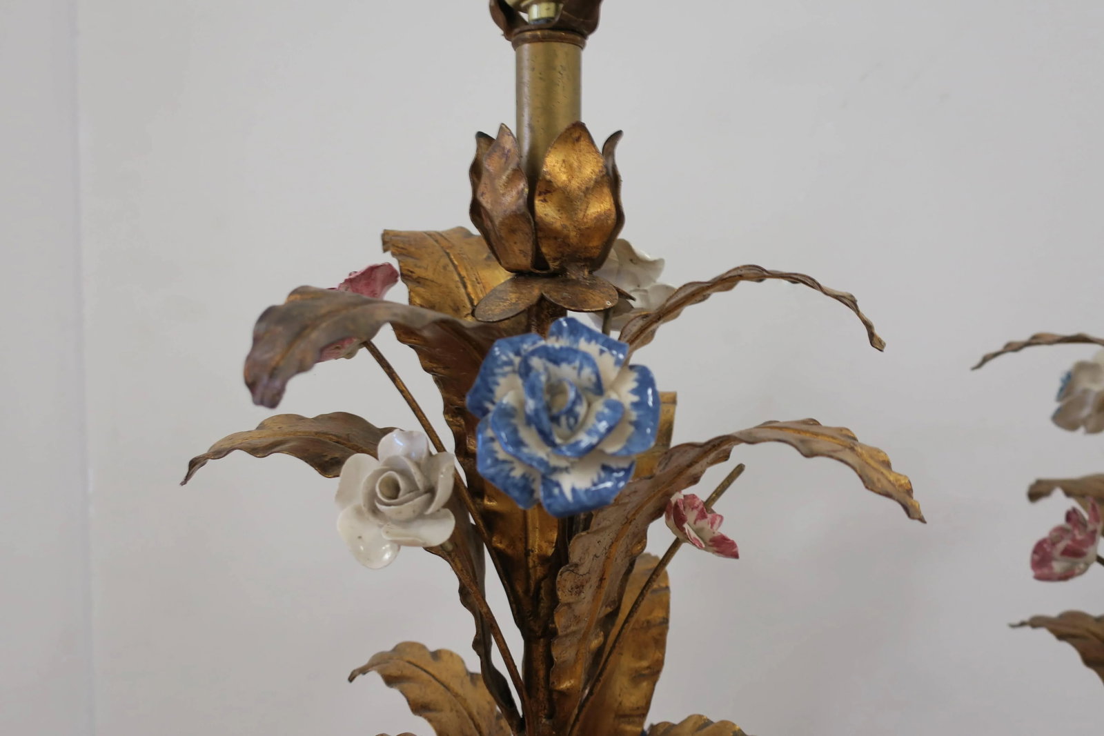 Italian Gold Gilt Tole Table Lamps - a Pair - 12