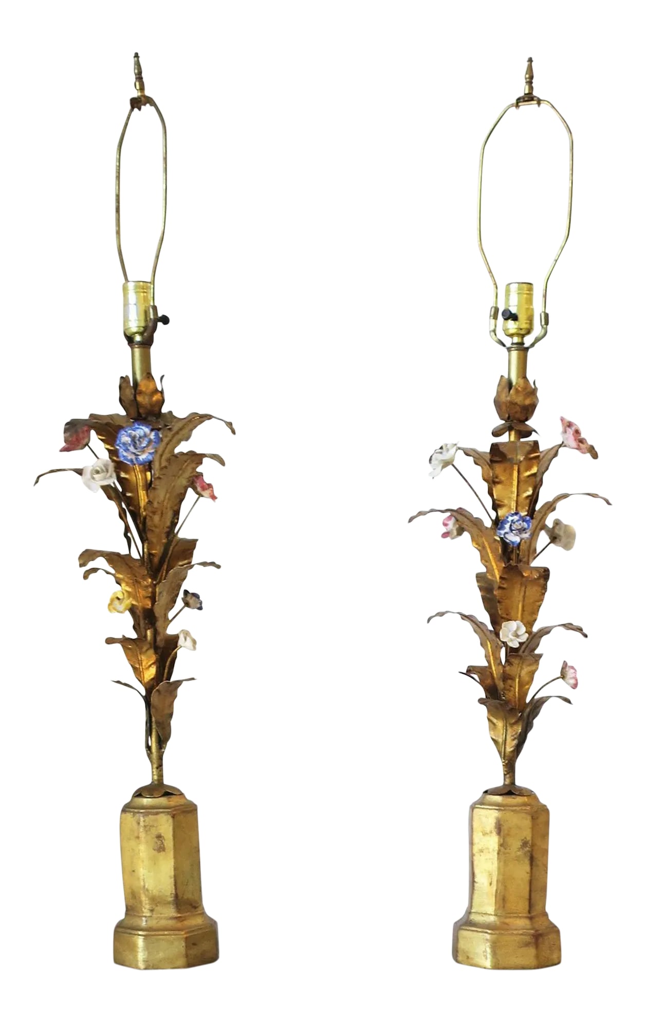 Italian Gold Gilt Tole Table Lamps - a Pair (1 of 13)