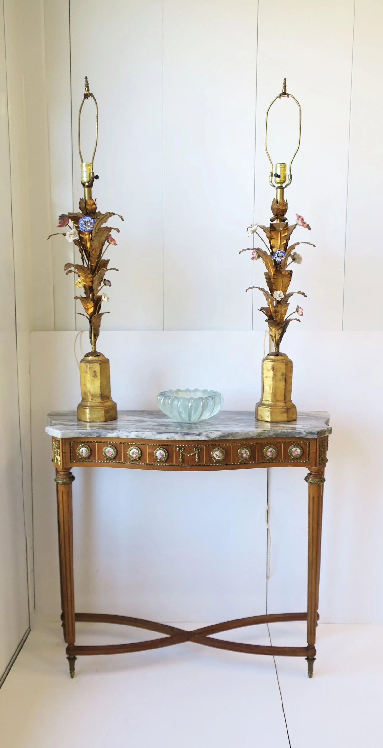 Italian Gold Gilt Tole Table Lamps - a Pair - 2