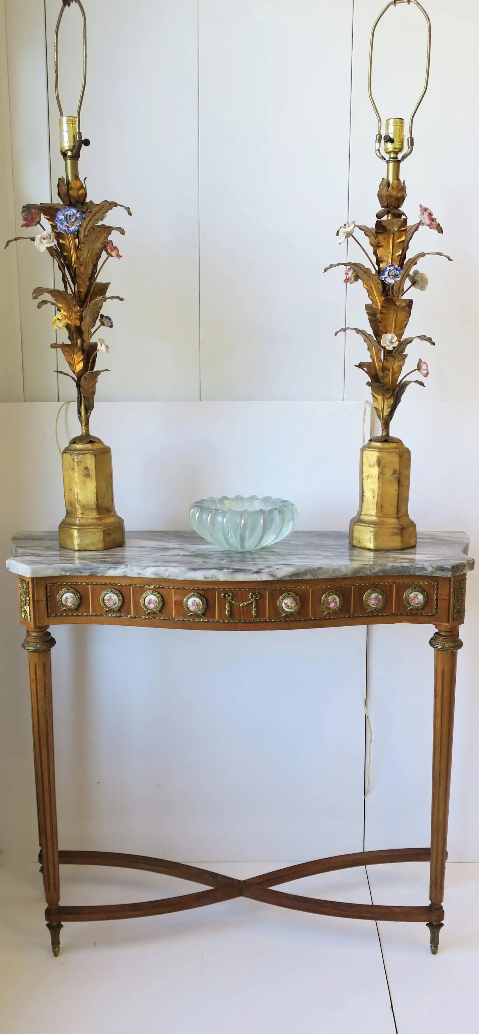Italian Gold Gilt Tole Table Lamps - a Pair - 4