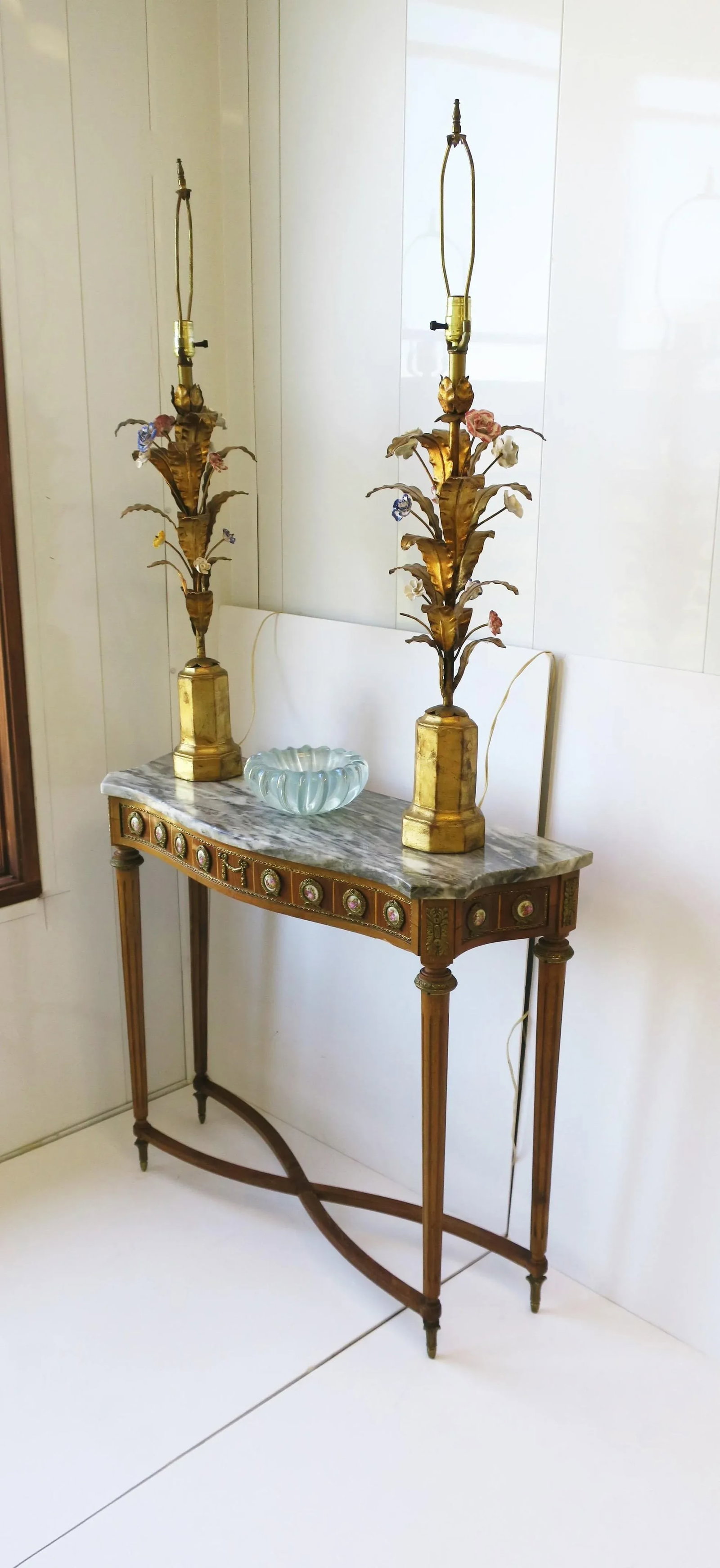 Italian Gold Gilt Tole Table Lamps - a Pair - 5