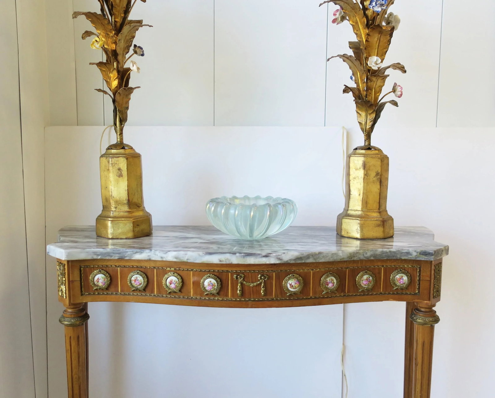 Italian Gold Gilt Tole Table Lamps - a Pair - 6