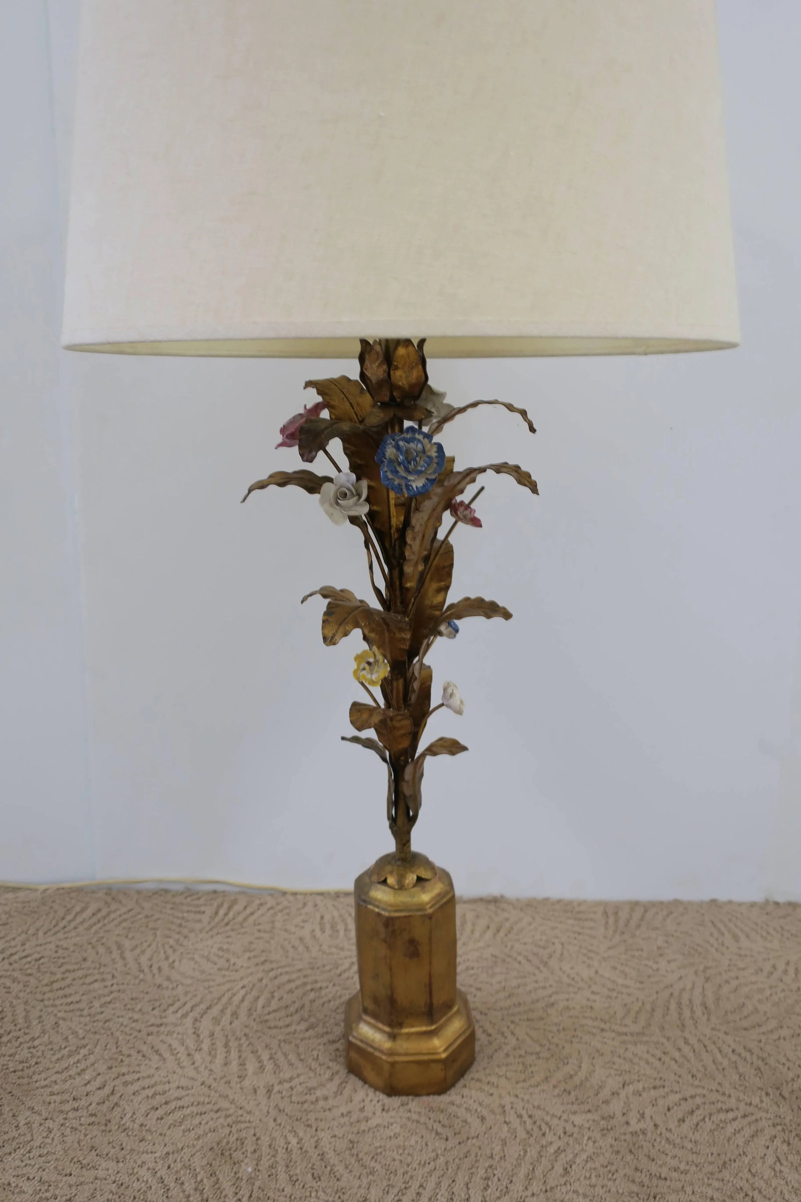 Italian Gold Gilt Tole Table Lamps - a Pair - 8