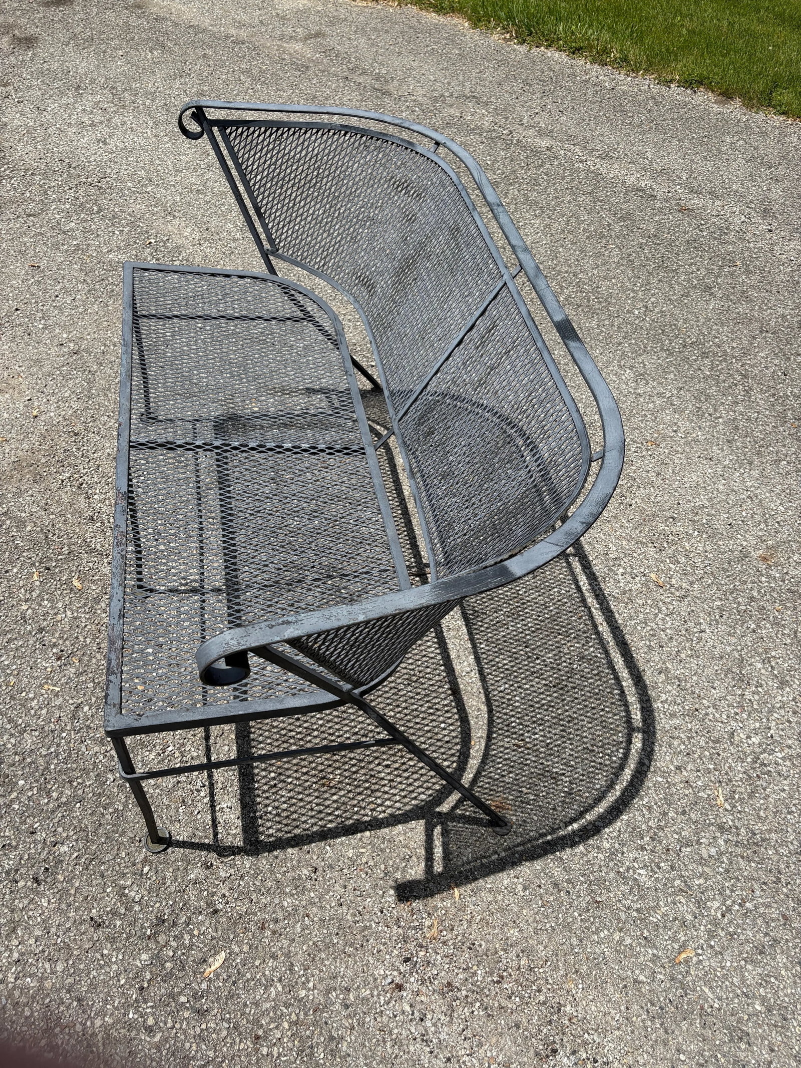 Vintage Wrought Iron Garden and Patio Furniture Four Piece Set Featuring Barrel Back Chairs and Benc - 4