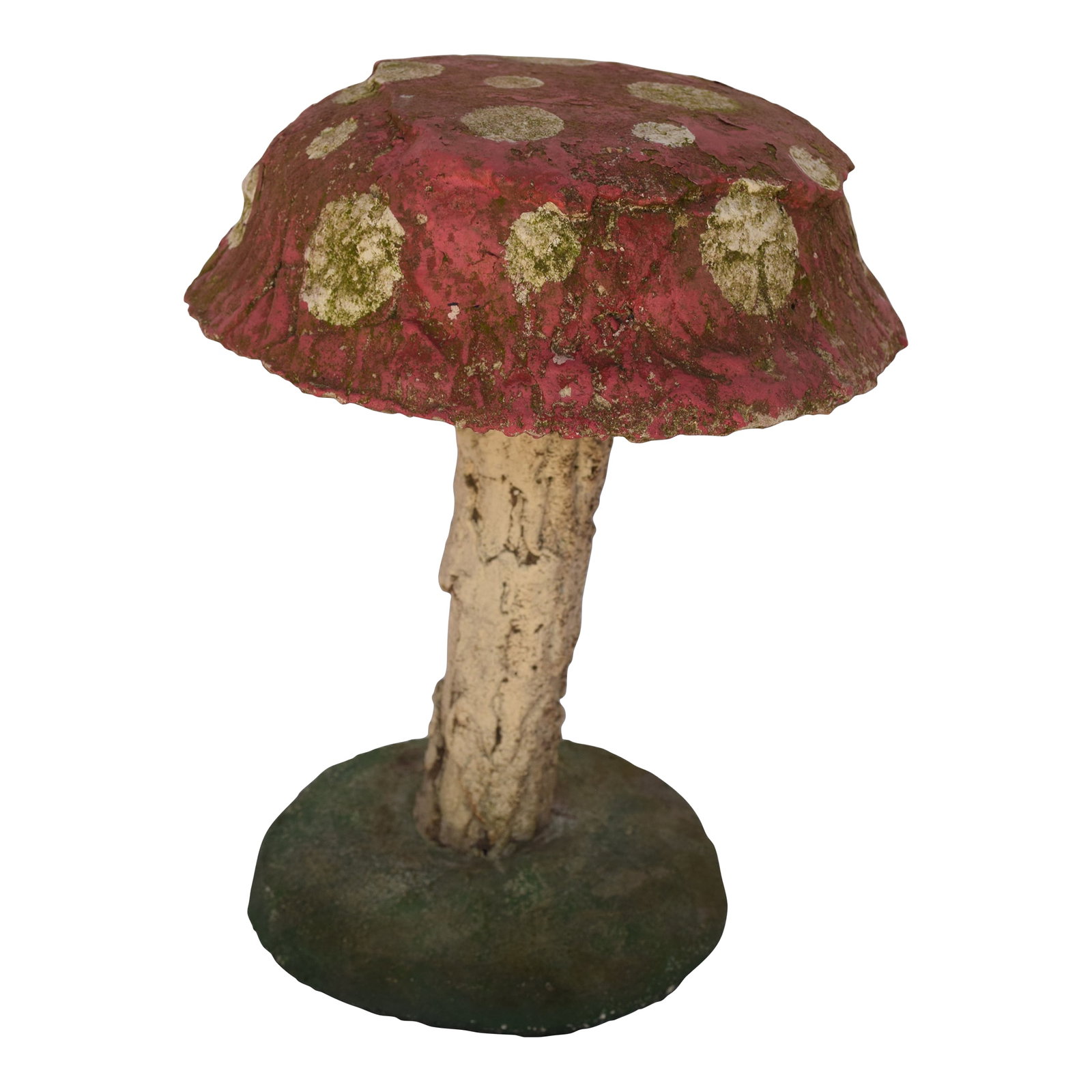 English Garden Mushroom: Populate your garden or patio with this curious and whimsical toadstool made in England. Handcrafted from reconstituted stone and metal pipe with hand-painted decoration. Would also make a wonderful
