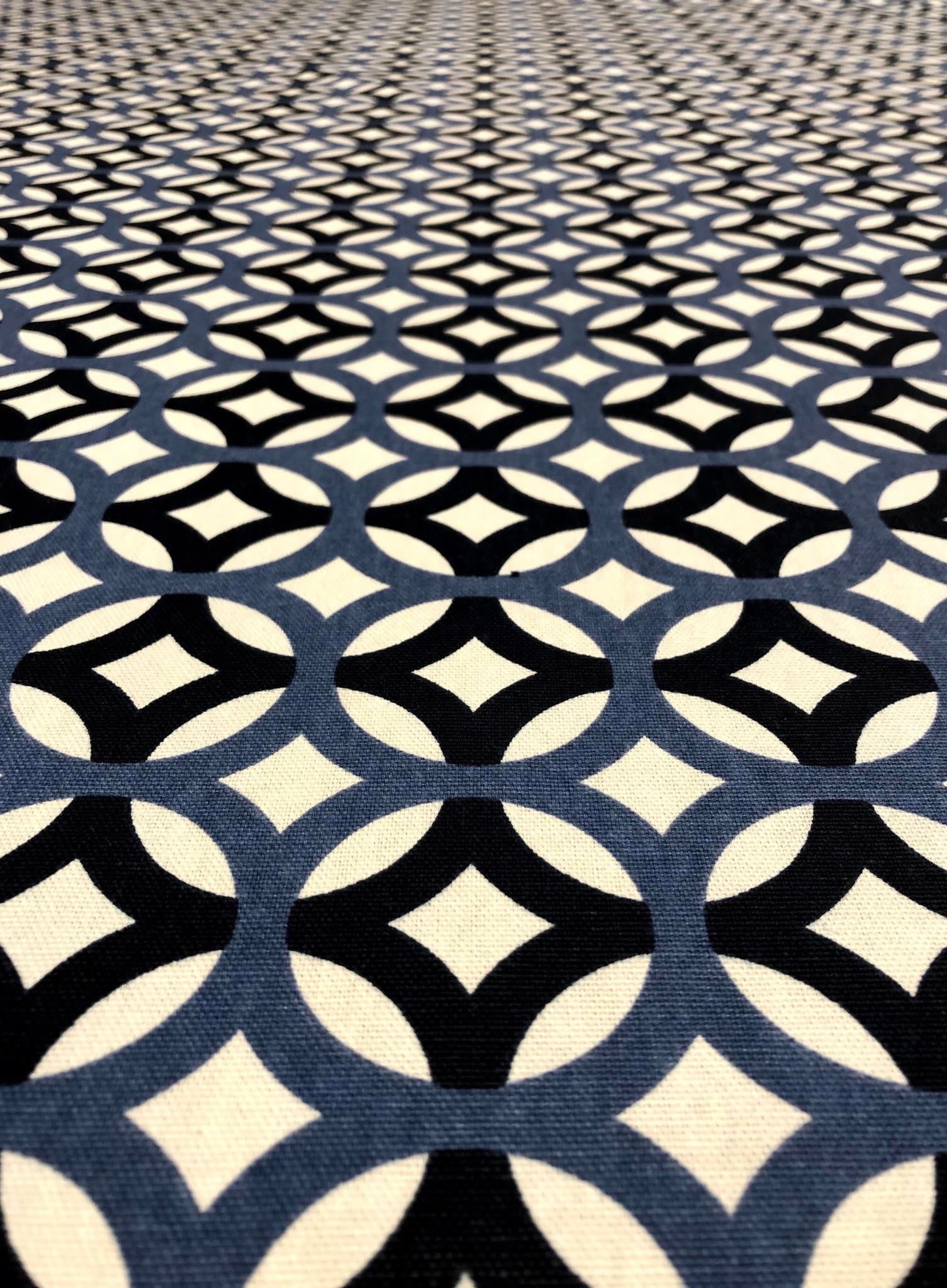 Richloom Lyndon - Mid-Century Modern Style Navy Circular Blue and White Multipurpose Fabric - 58.5 Y - 2