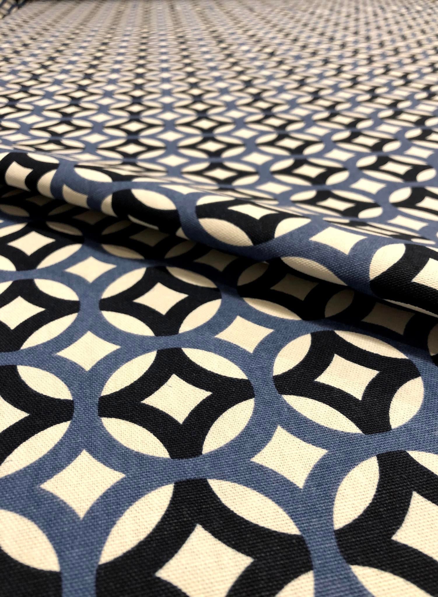 Richloom Lyndon - Mid-Century Modern Style Navy Circular Blue and White Multipurpose Fabric - 58.5 Y - 3