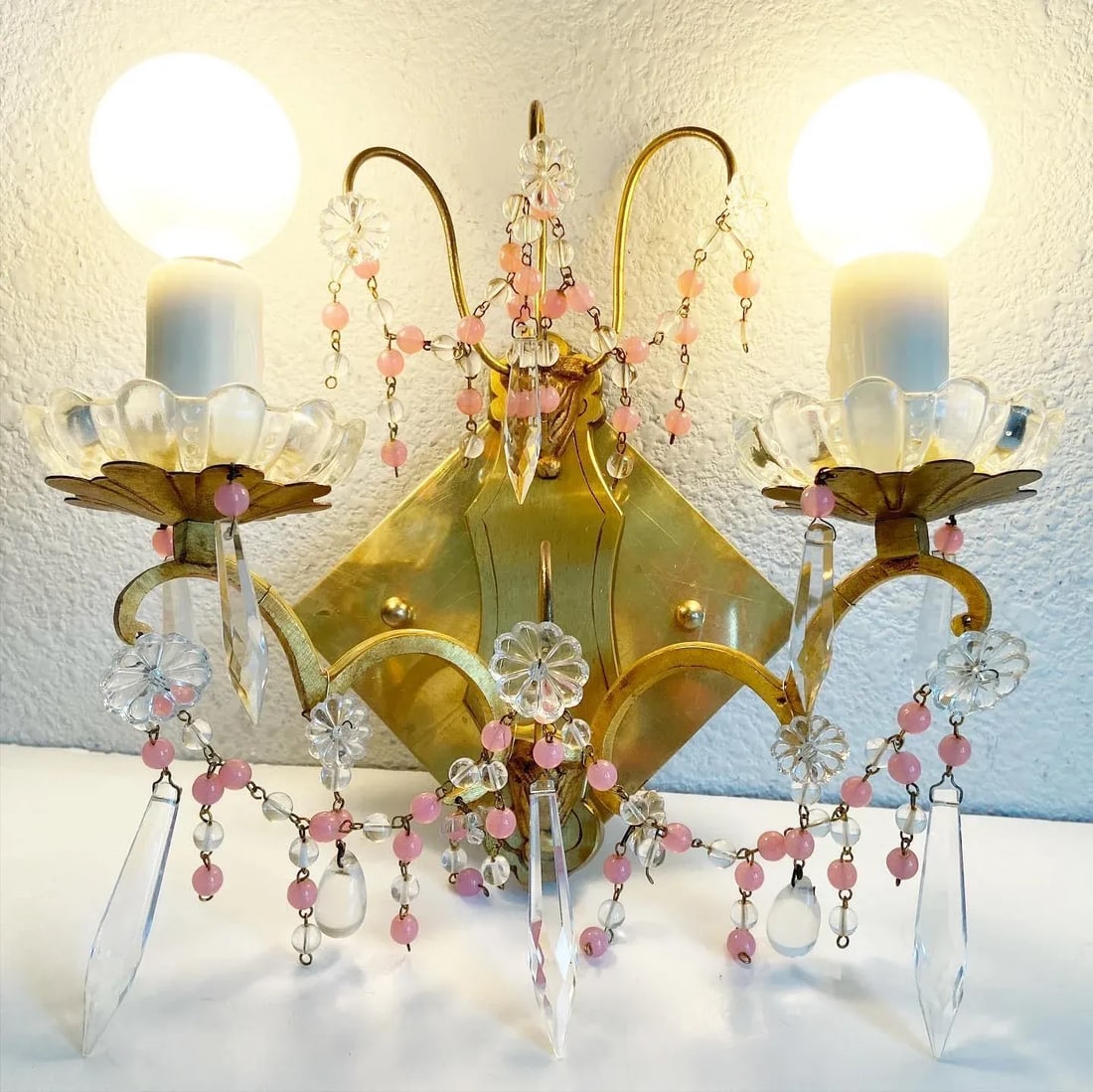Midcentury French Crystal Sconces - a Pair - 2
