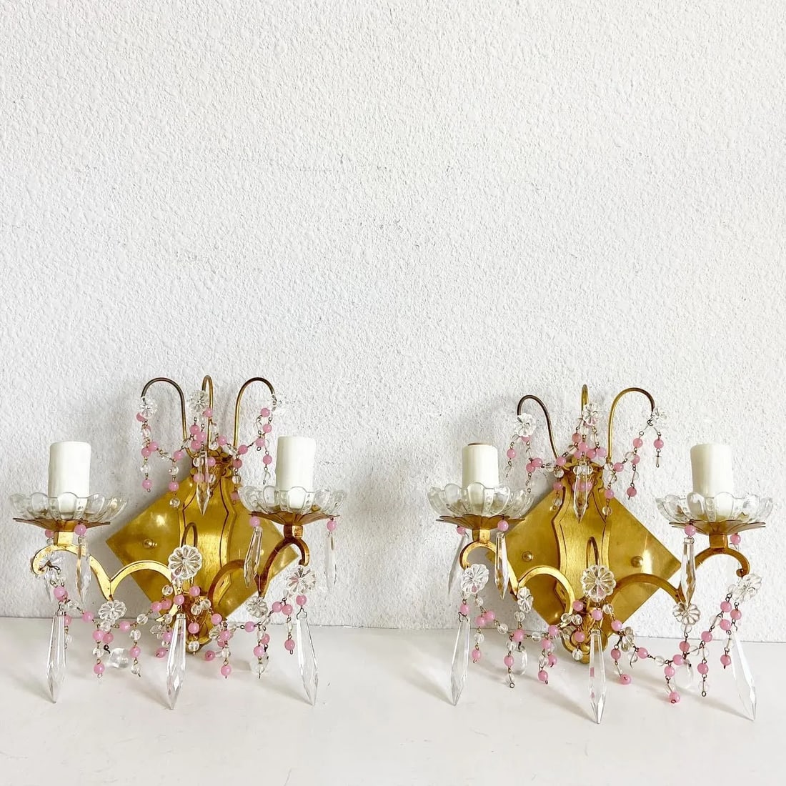 Midcentury French Crystal Sconces - a Pair - 3