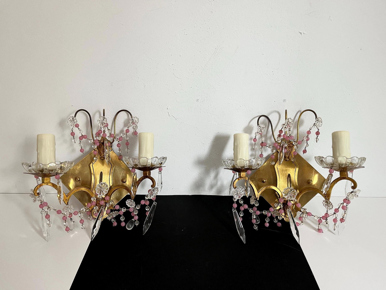 Midcentury French Crystal Sconces - a Pair - 5
