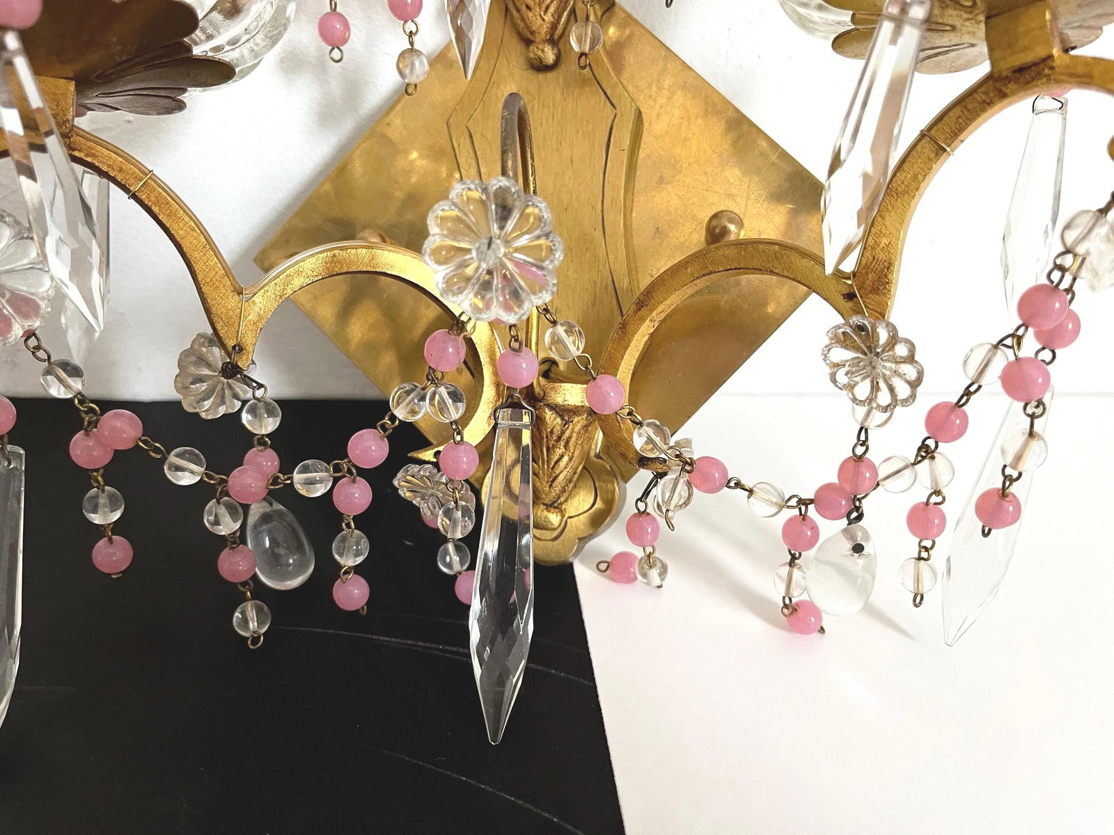 Midcentury French Crystal Sconces - a Pair - 6