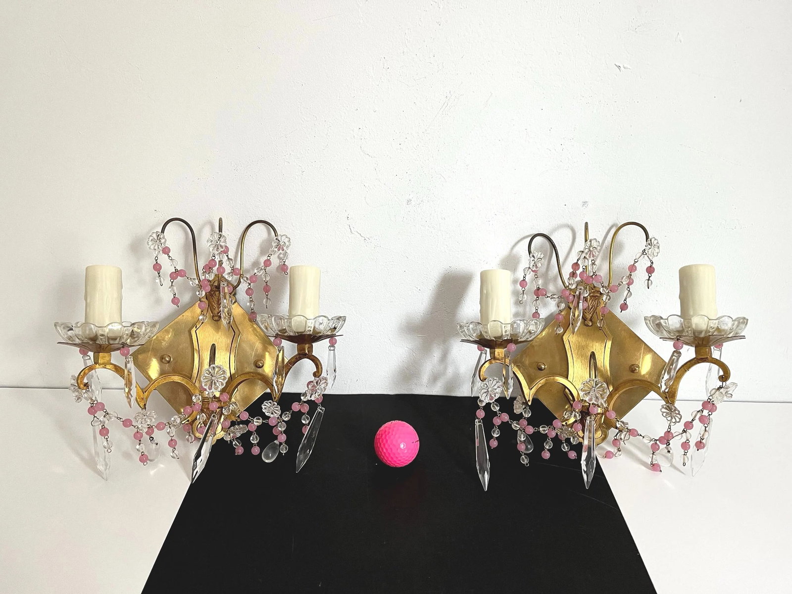 Midcentury French Crystal Sconces - a Pair - 8