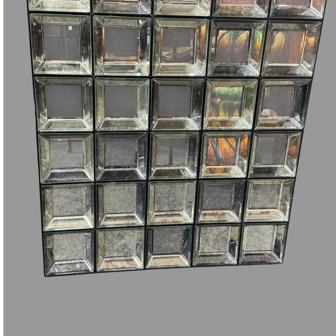 Vintage Retro Deco Multi Square Distressed Wall Hanging Beveled Mirror - 6