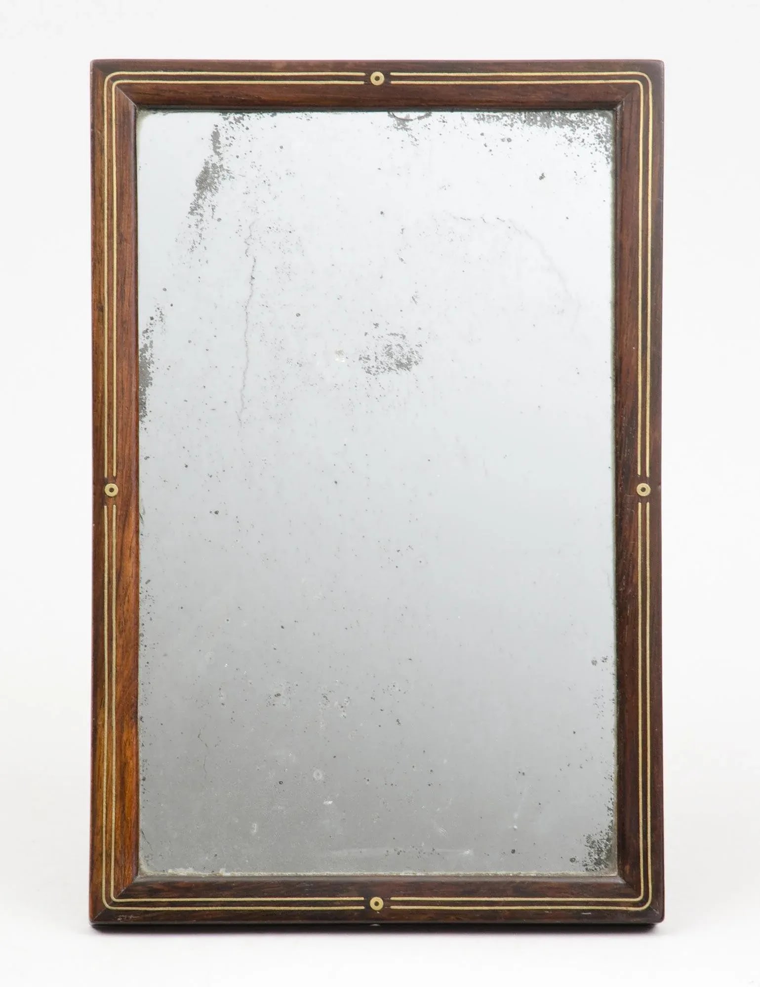 Antique Brass Inlaid Traveling Mirror - 2