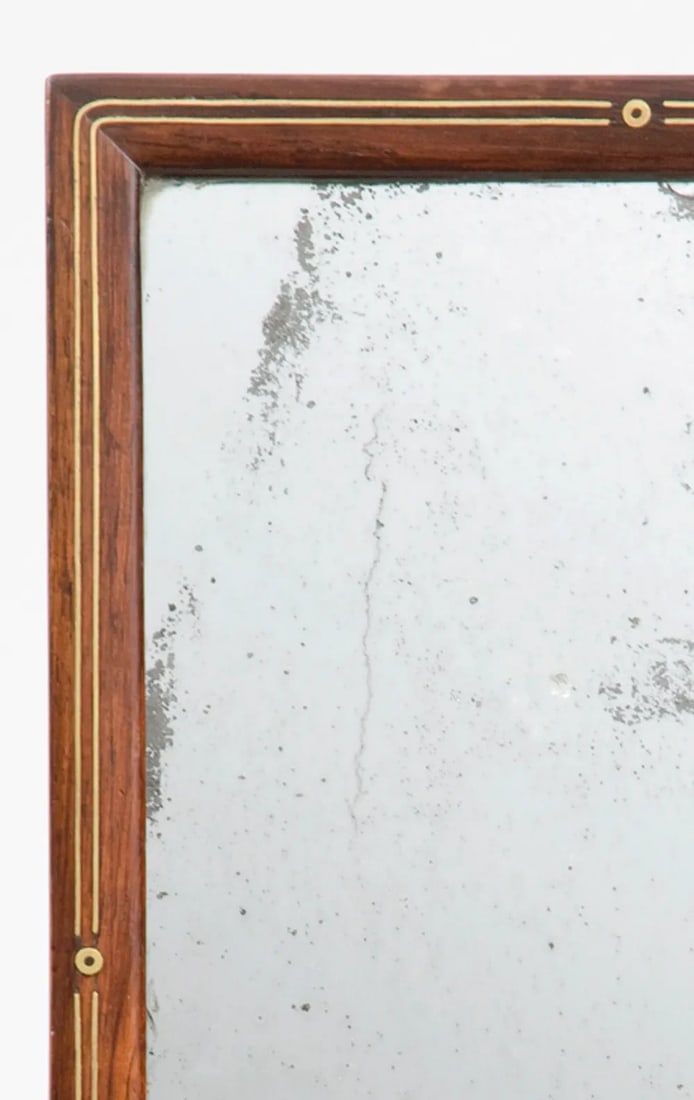 Antique Brass Inlaid Traveling Mirror - 5