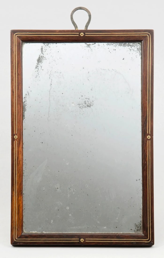 Antique Brass Inlaid Traveling Mirror - 7