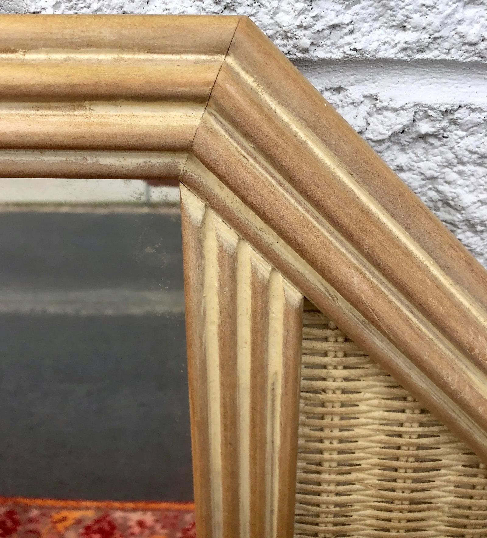 Large Geometric Octagonal Natural Woven Wicker Mirror - 5