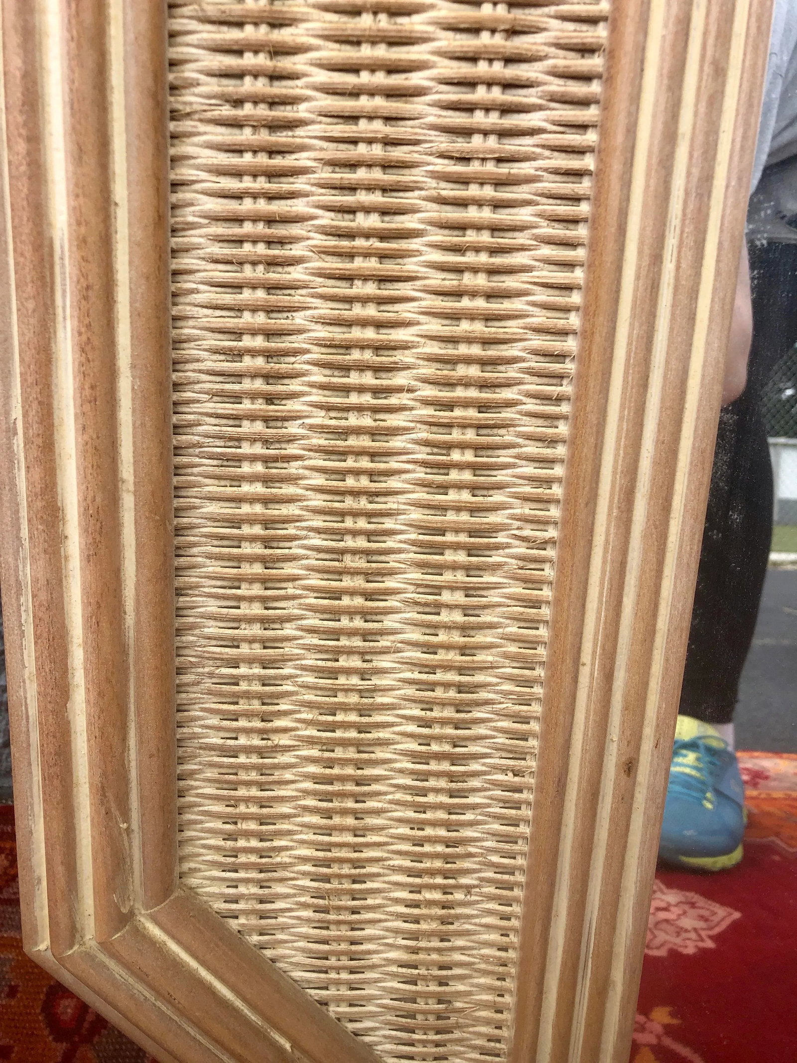 Large Geometric Octagonal Natural Woven Wicker Mirror - 6