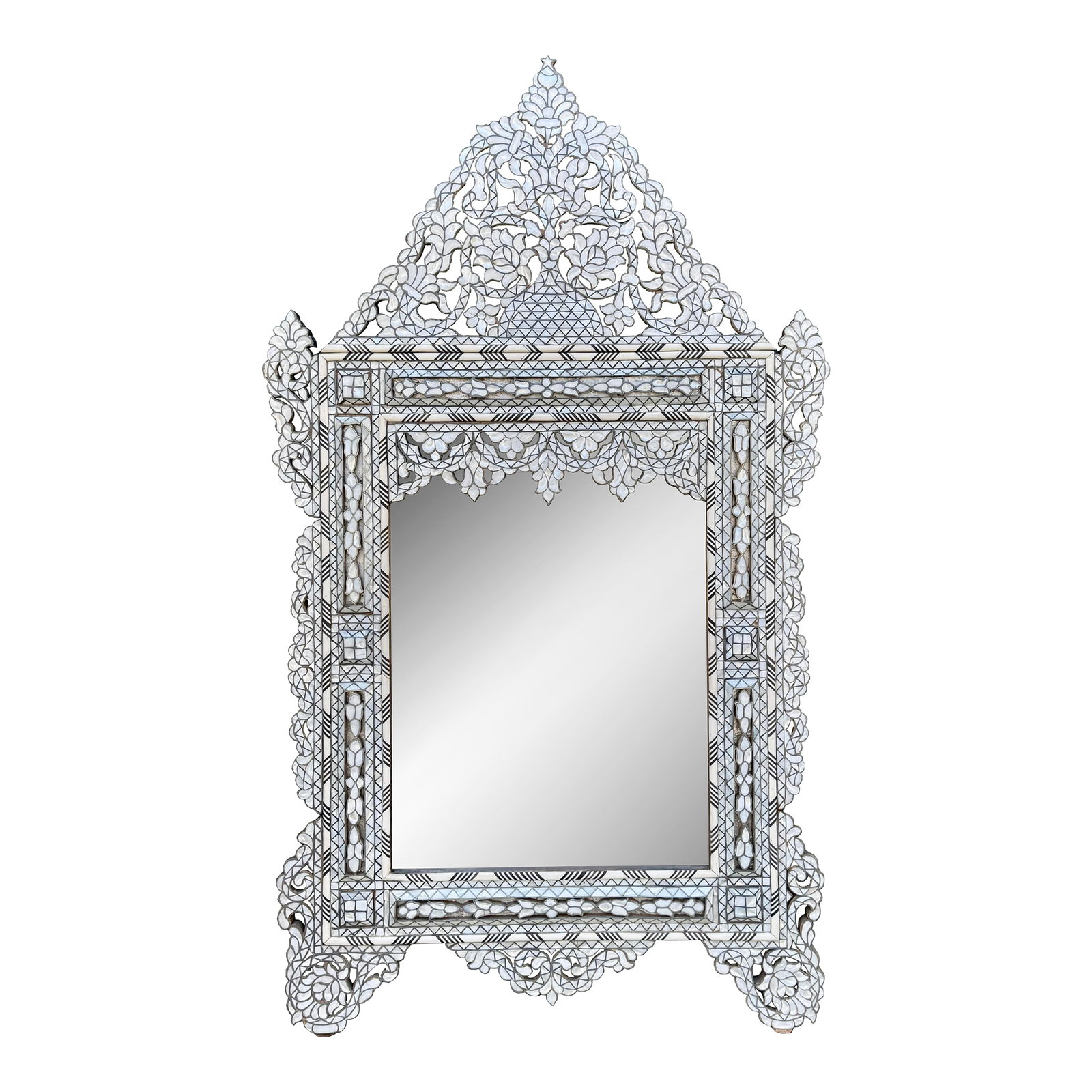 Vintage Levante White Mother of Pearl Inlaid Mirror (1 of 7)
