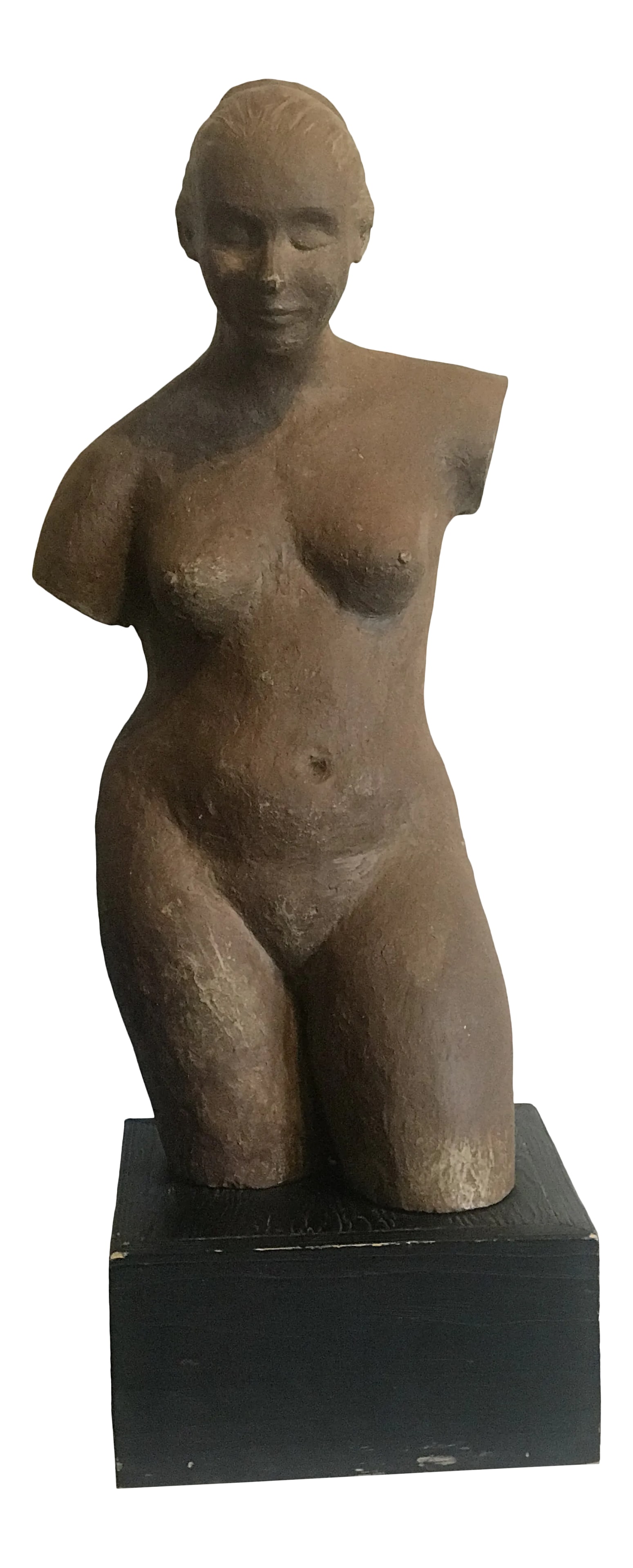 1970s Nude Woman Terracota Sculpture: Nude woman terracota sculpture Age patina 1970's 29 Inches tall Condition: Alterations: Original Condition Unaltered Imperfections: Some Imperfections Condition Notes: well kept age patina Origin: