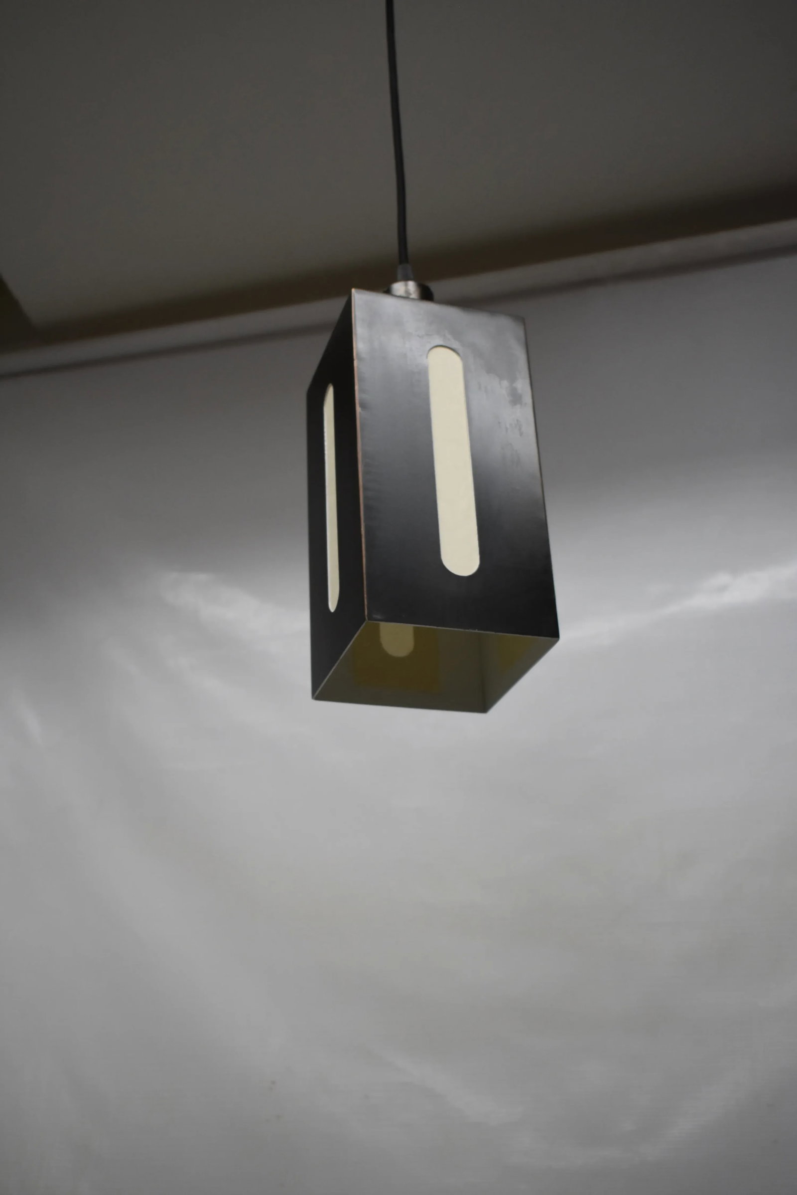 Japanese Inspired Blackened Steel & Rice Paper Light Mission Lantern - 4