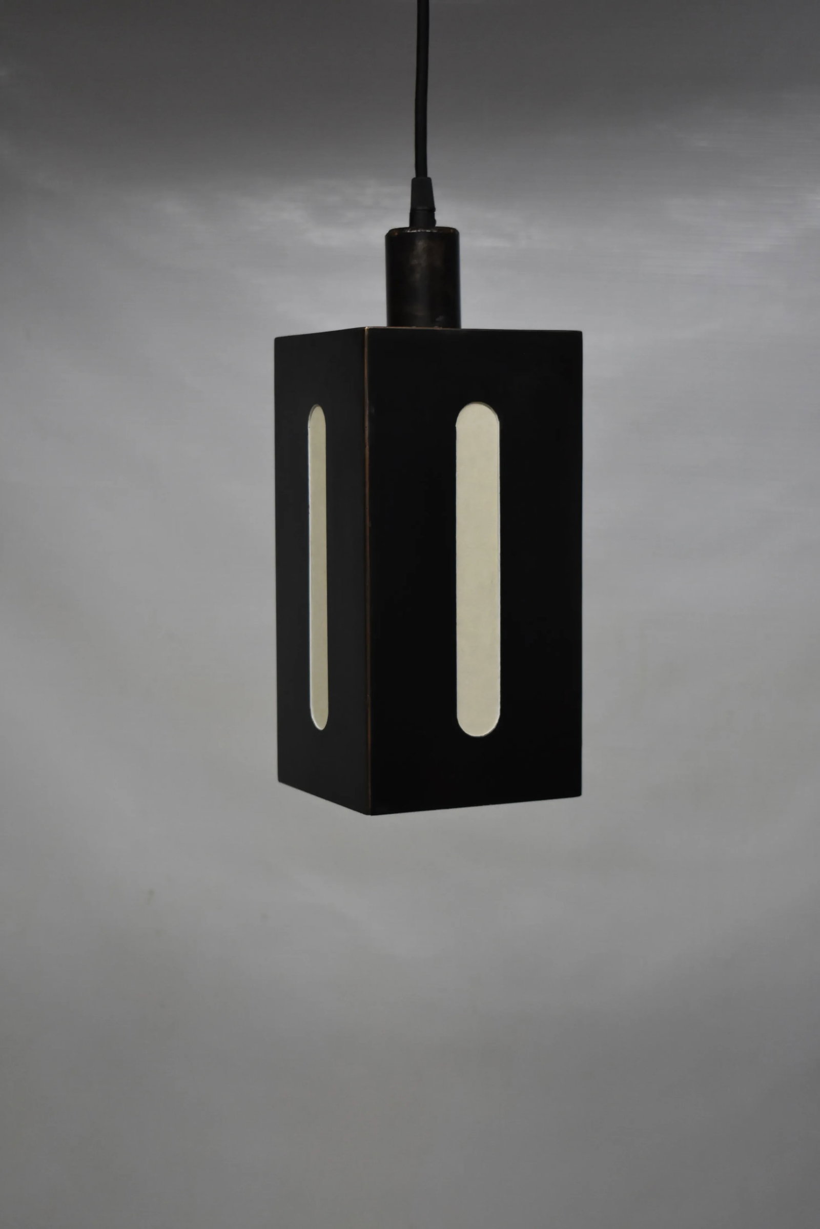 Japanese Inspired Blackened Steel & Rice Paper Light Mission Lantern - 5