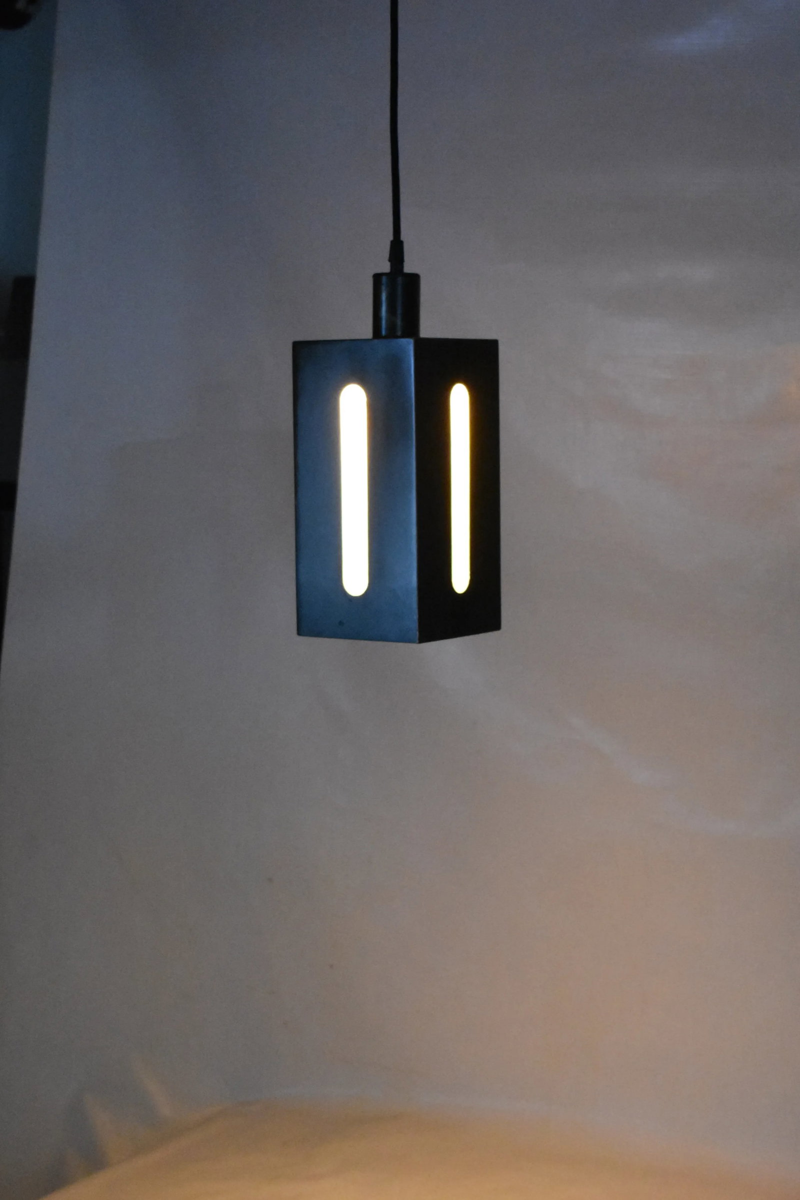 Japanese Inspired Blackened Steel & Rice Paper Light Mission Lantern - 6