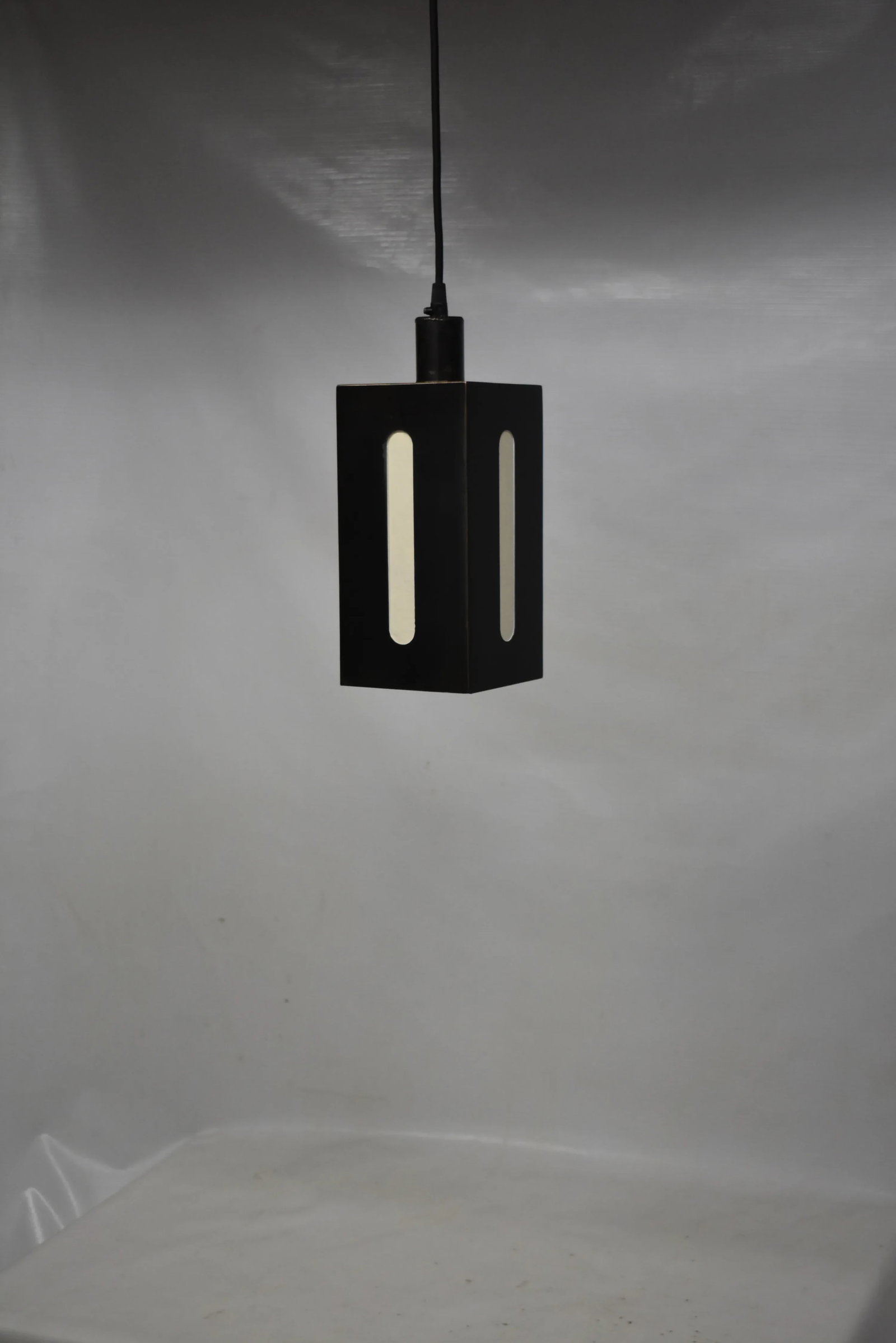 Japanese Inspired Blackened Steel & Rice Paper Light Mission Lantern - 7
