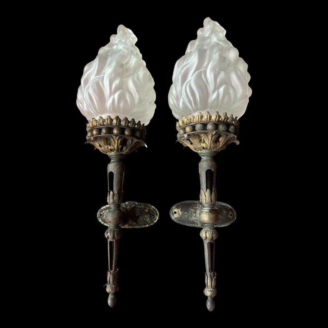 Antique French Torchere Sconce Pair - 12
