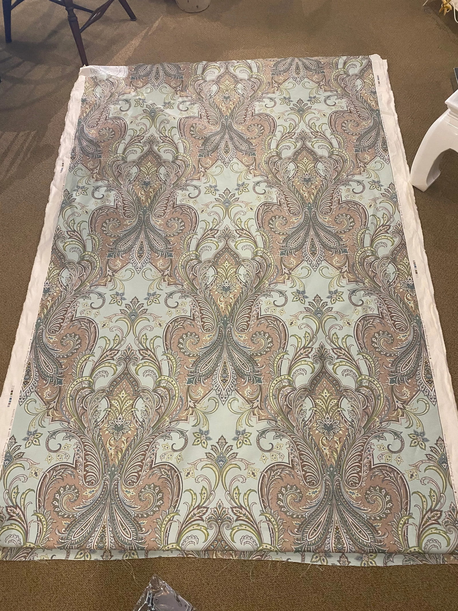 Brunchwig & Fils Balvenie Paisley Fabric in Aqua & Taupe - 6+ Yards - 2