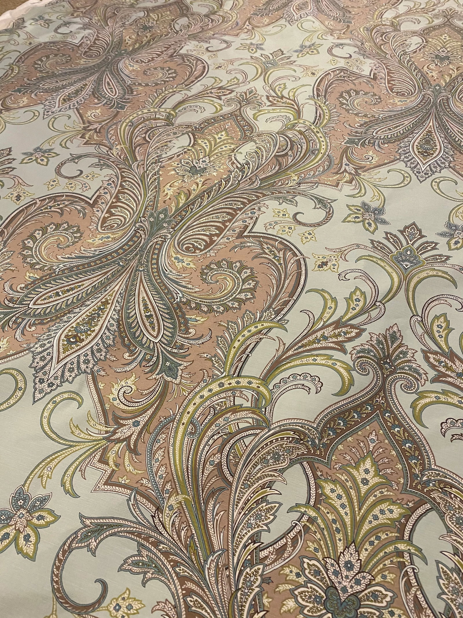 Brunchwig & Fils Balvenie Paisley Fabric in Aqua & Taupe - 6+ Yards - 3