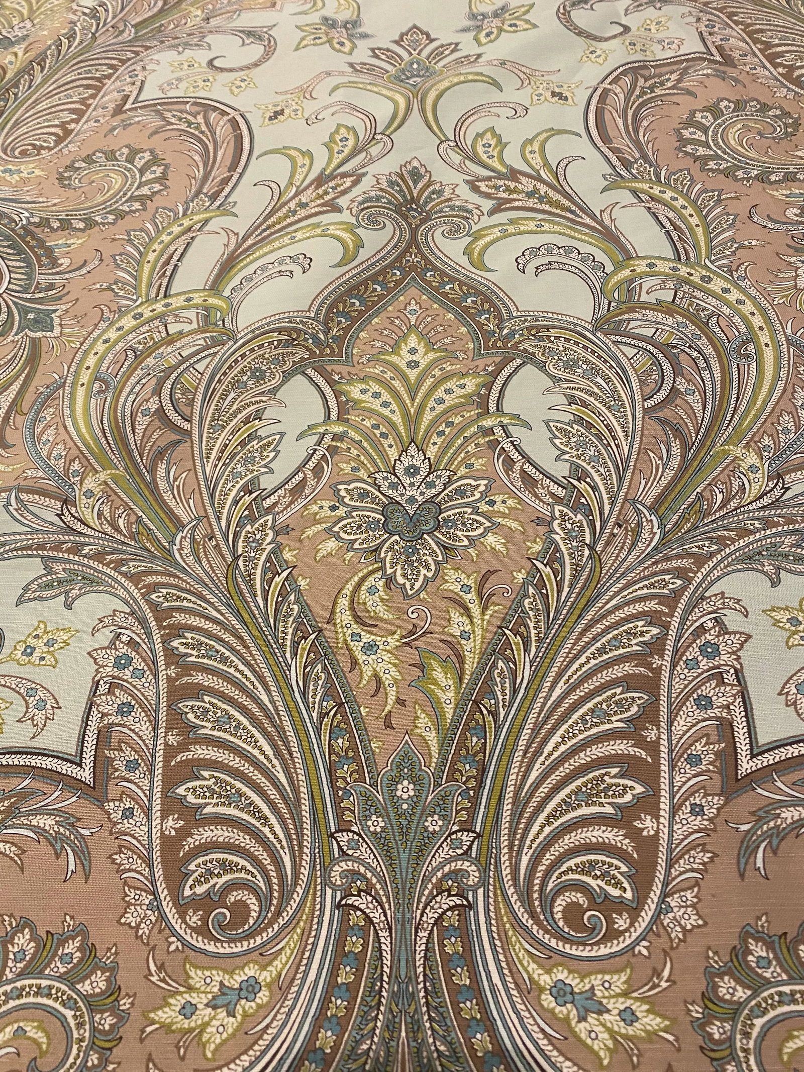 Brunchwig & Fils Balvenie Paisley Fabric in Aqua & Taupe - 6+ Yards - 6