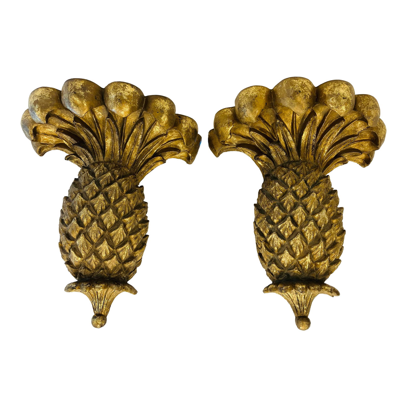 Pair of 1990s Pineapple Wall Brackets