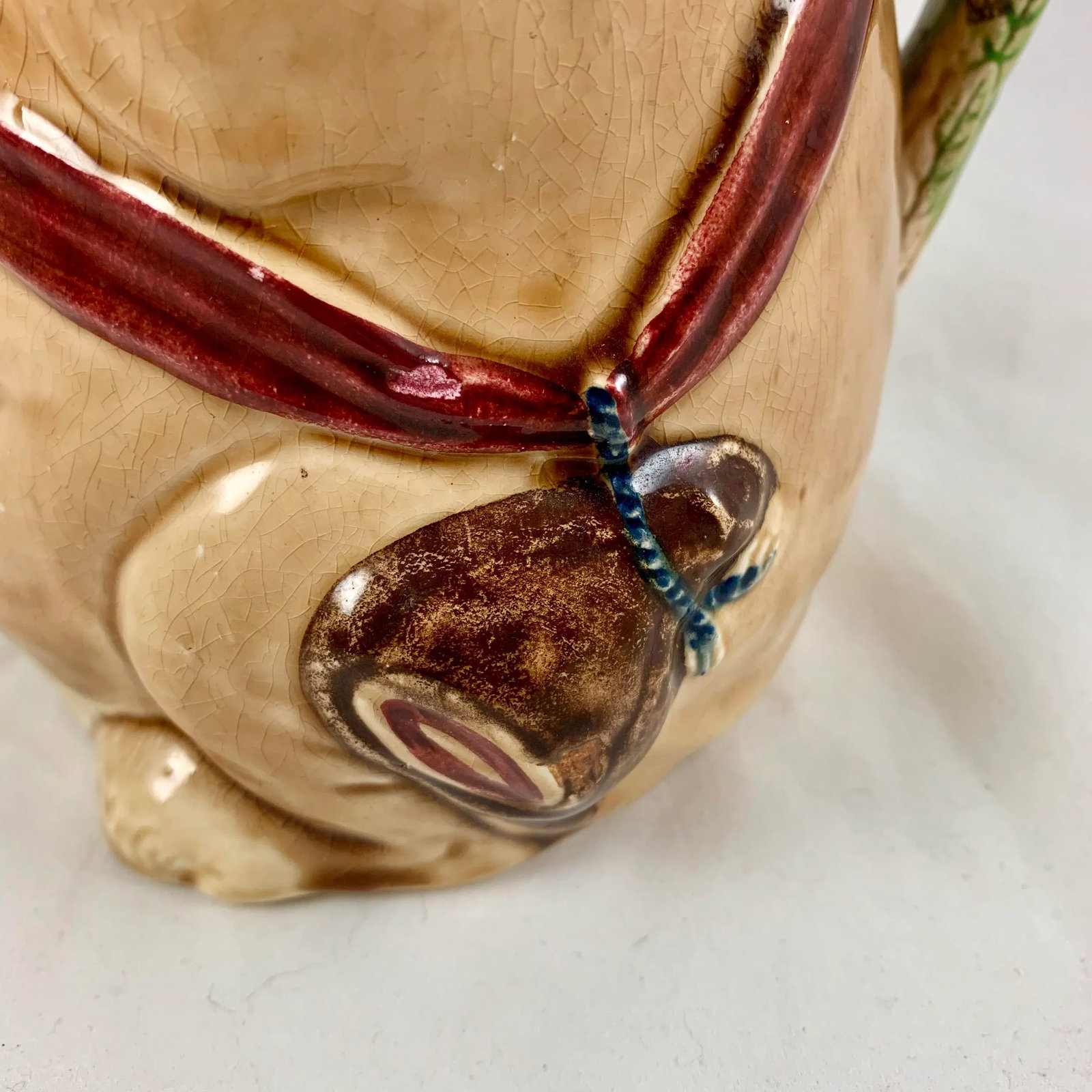 Frie Onnaing Barbotine Majolica Cochon Au Jambon Pig & Ham Pitcher - 4