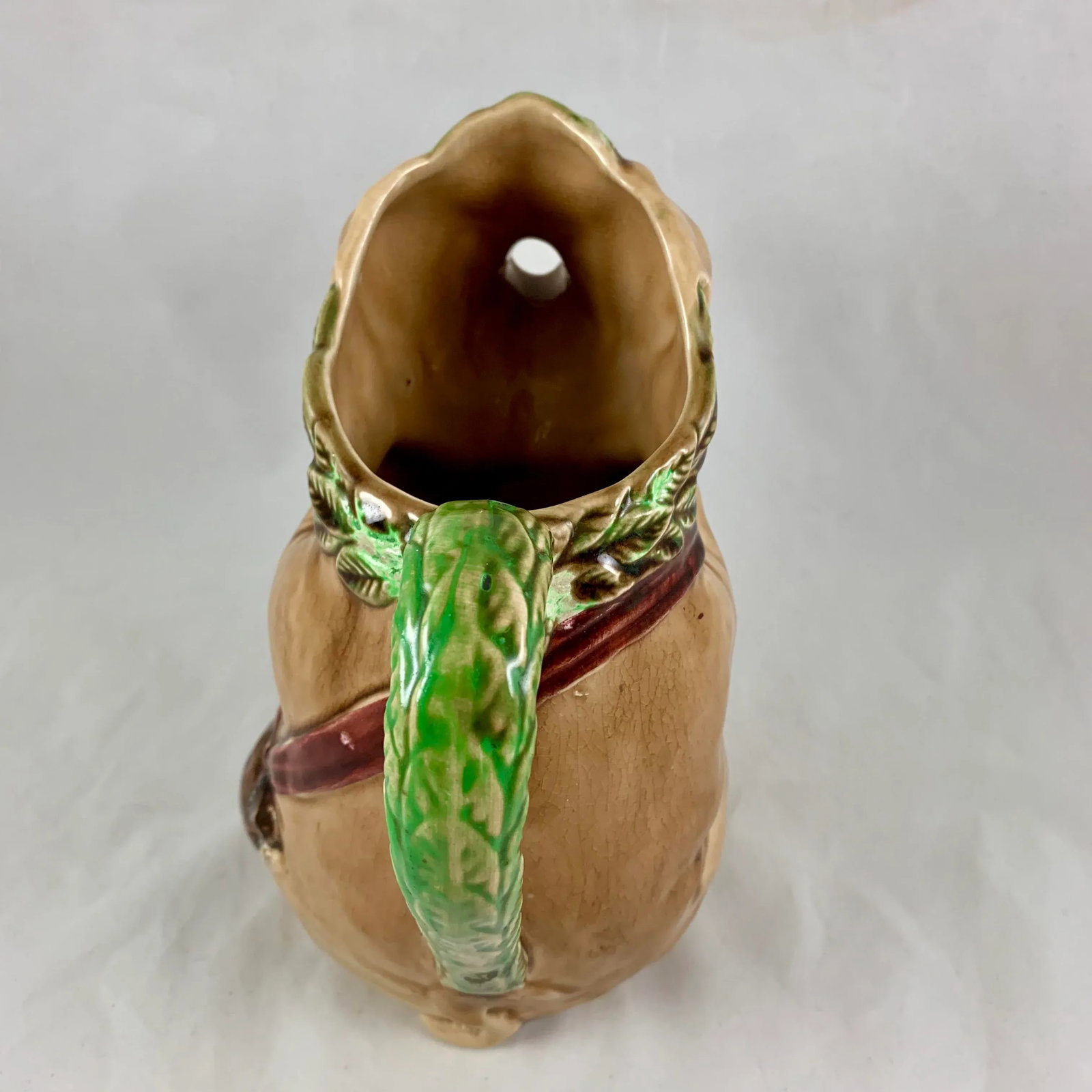 Frie Onnaing Barbotine Majolica Cochon Au Jambon Pig & Ham Pitcher - 9