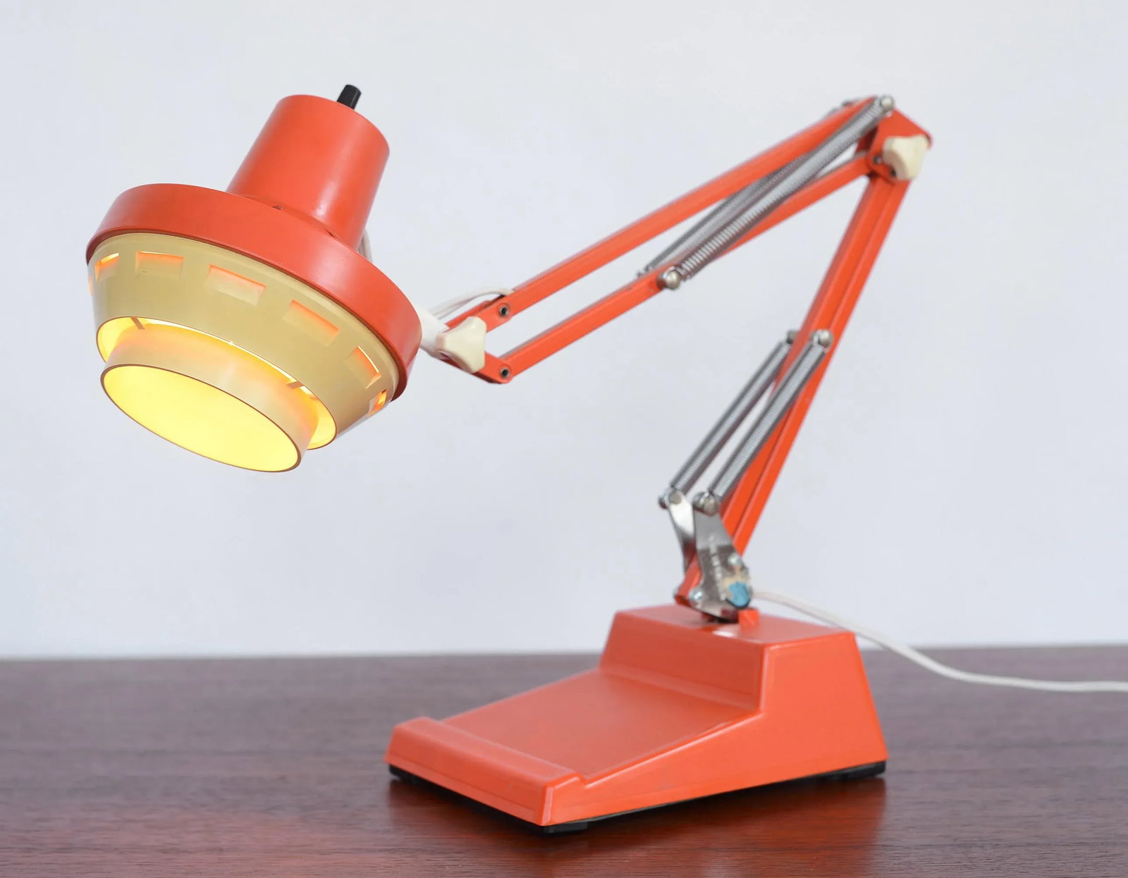 1960s Mid Century Modern Swedish Anglepoise Orange Desk Lamp - 2