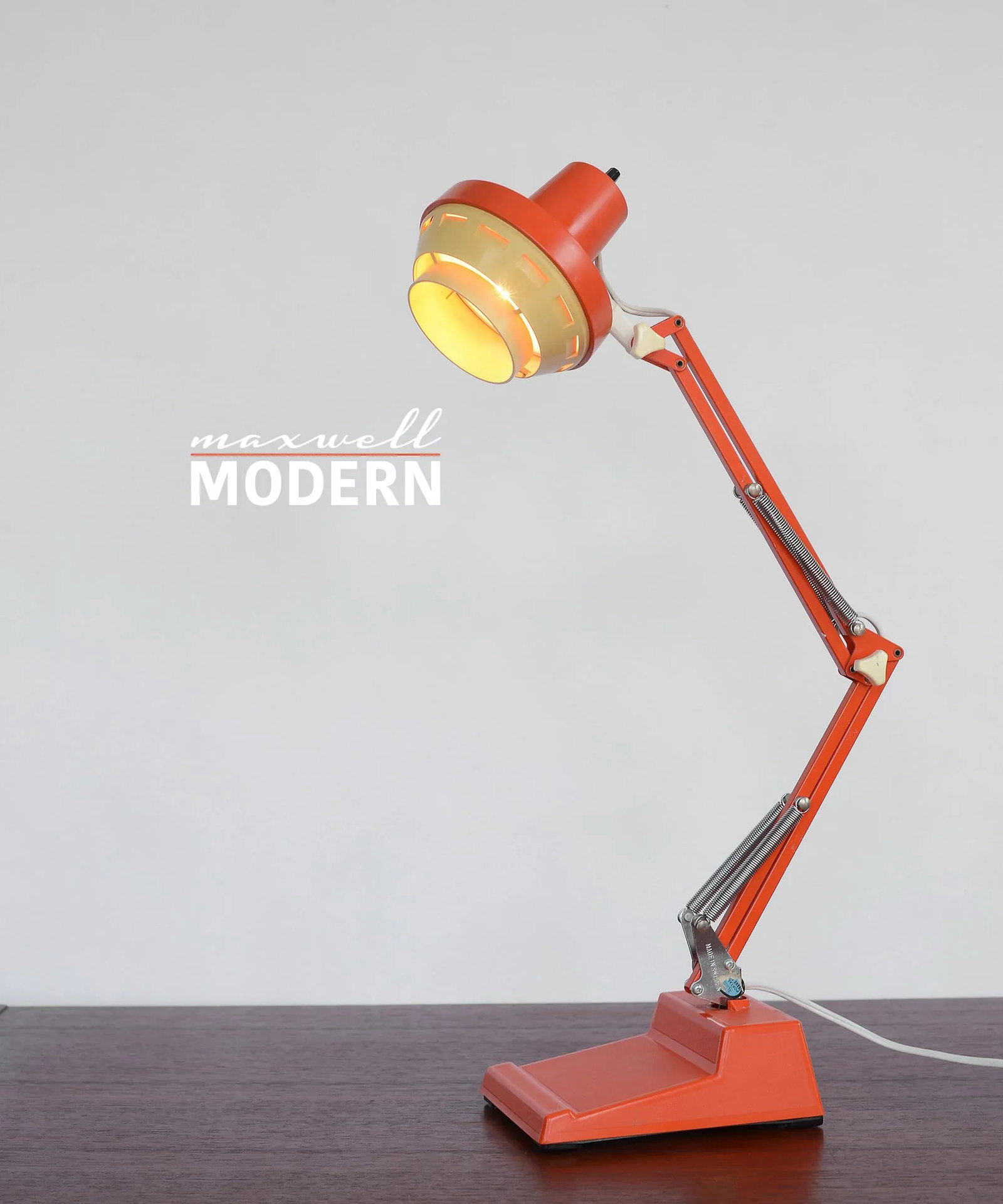 1960s Mid Century Modern Swedish Anglepoise Orange Desk Lamp - 3