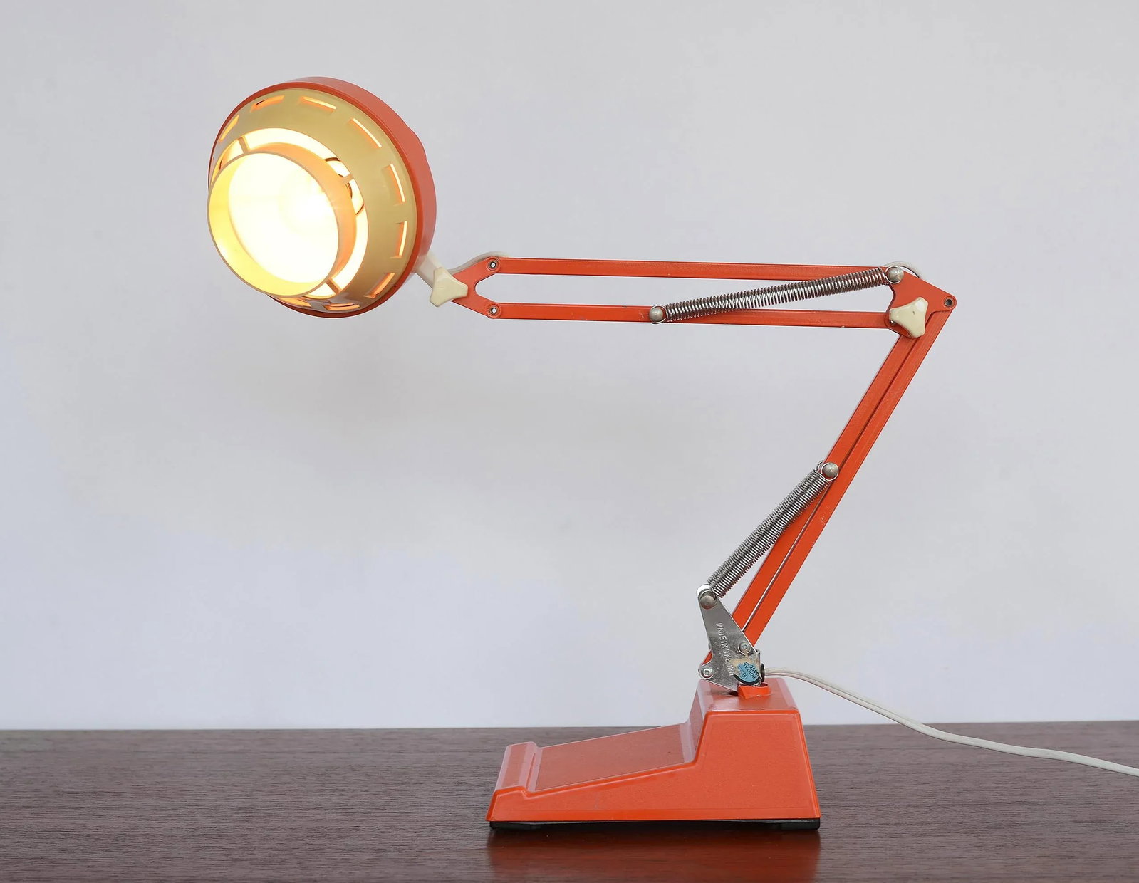 1960s Mid Century Modern Swedish Anglepoise Orange Desk Lamp - 7